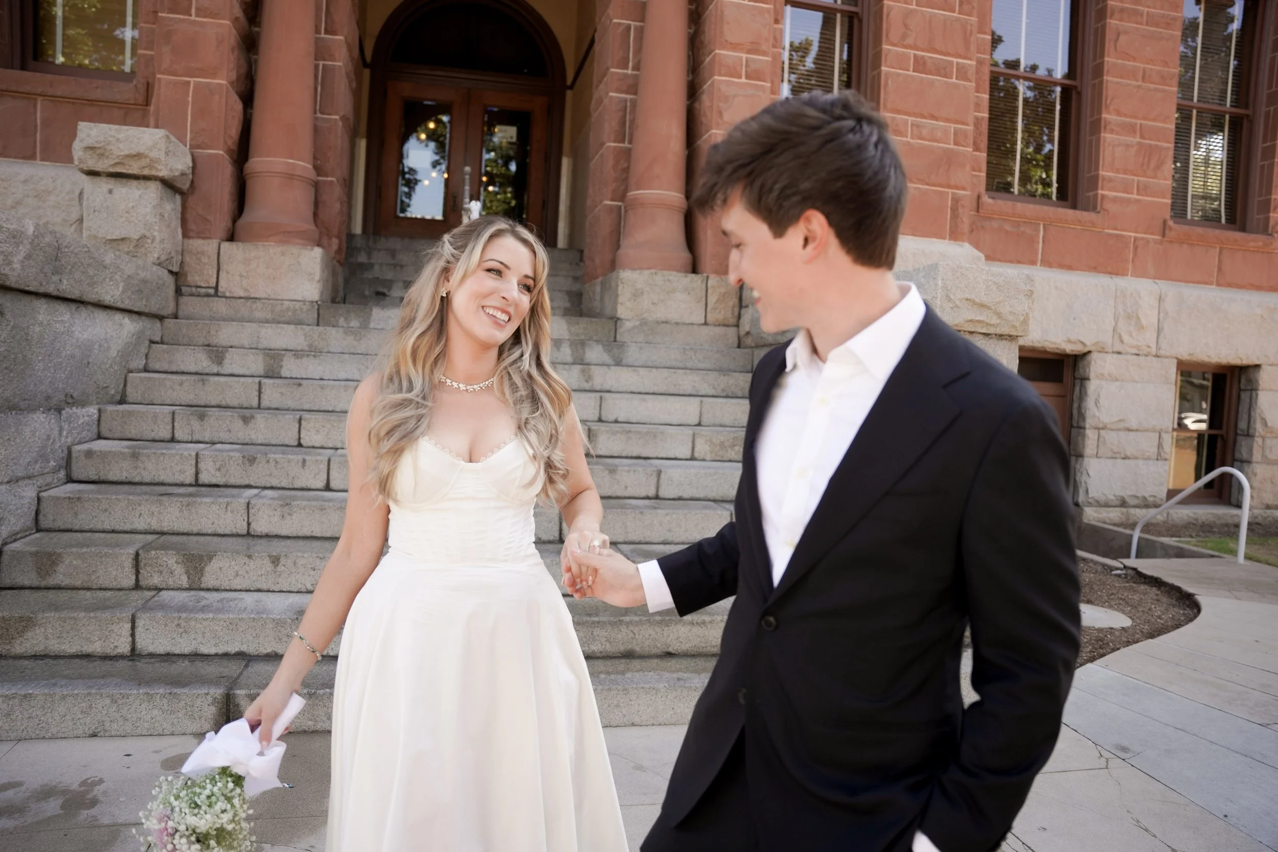 Natural Light Portrait Across from Courthouse Entrance