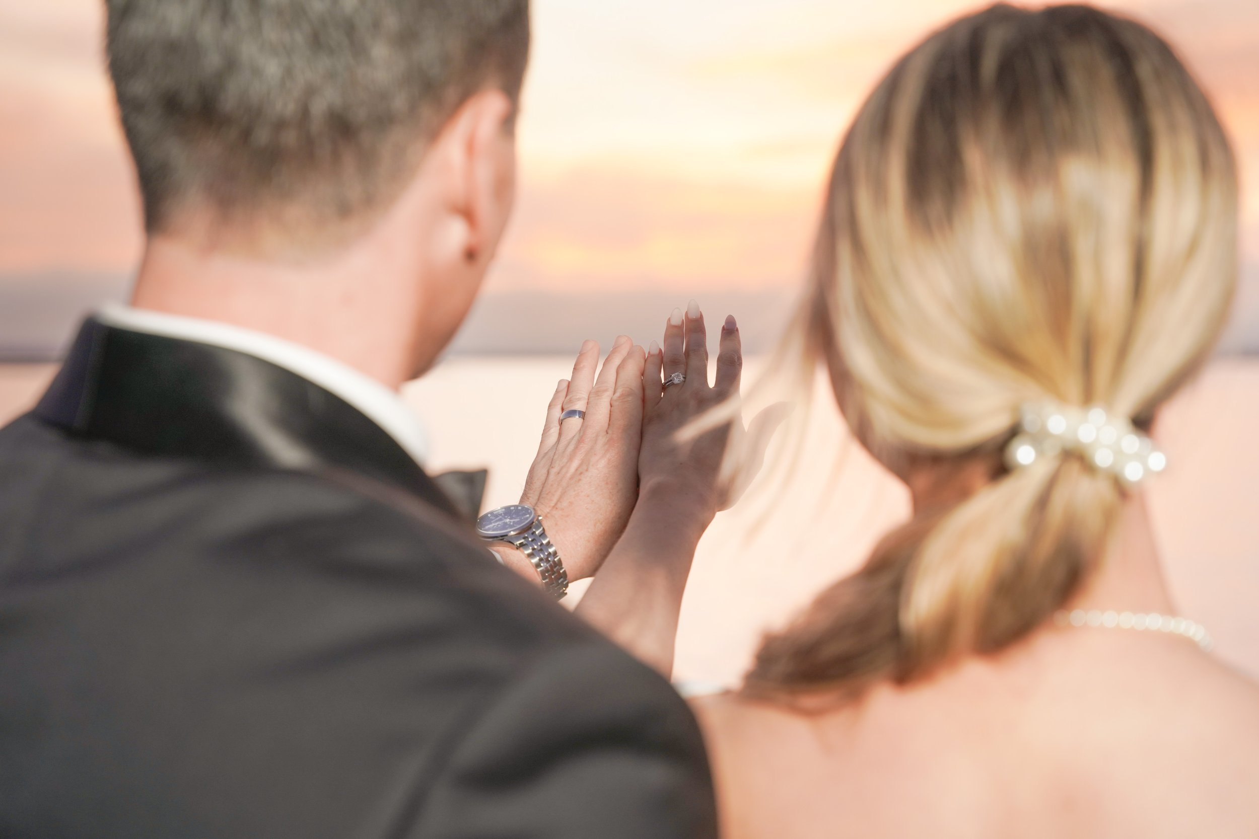 Just married golden hour portraits in Chula Vista marina