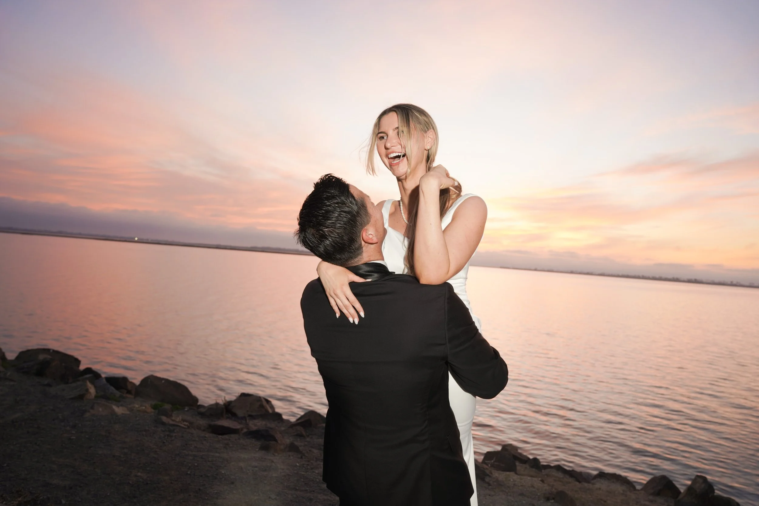 Marina Park wedding portraits during sunset Chula Vista