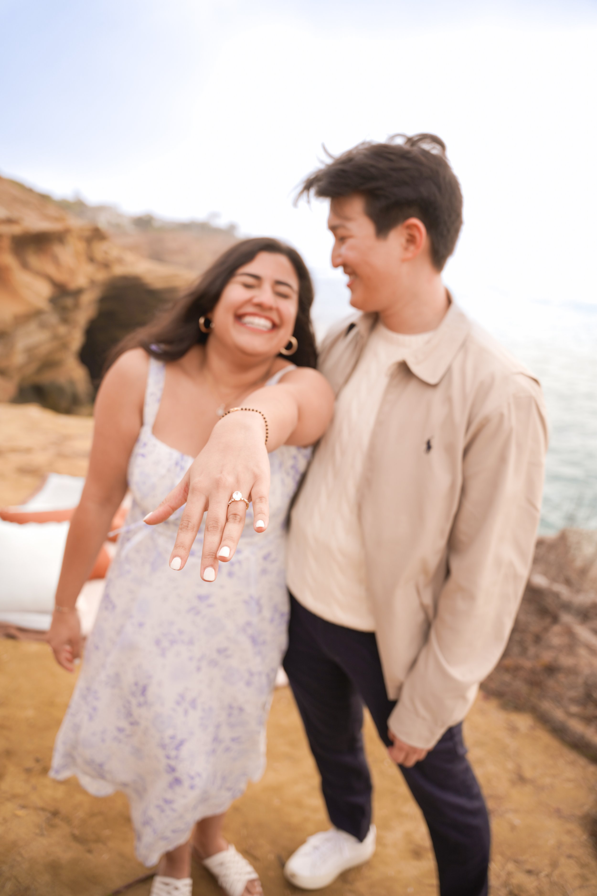 Sunset Cliffs Surprise Proposal Photographer | Boho Picnic
