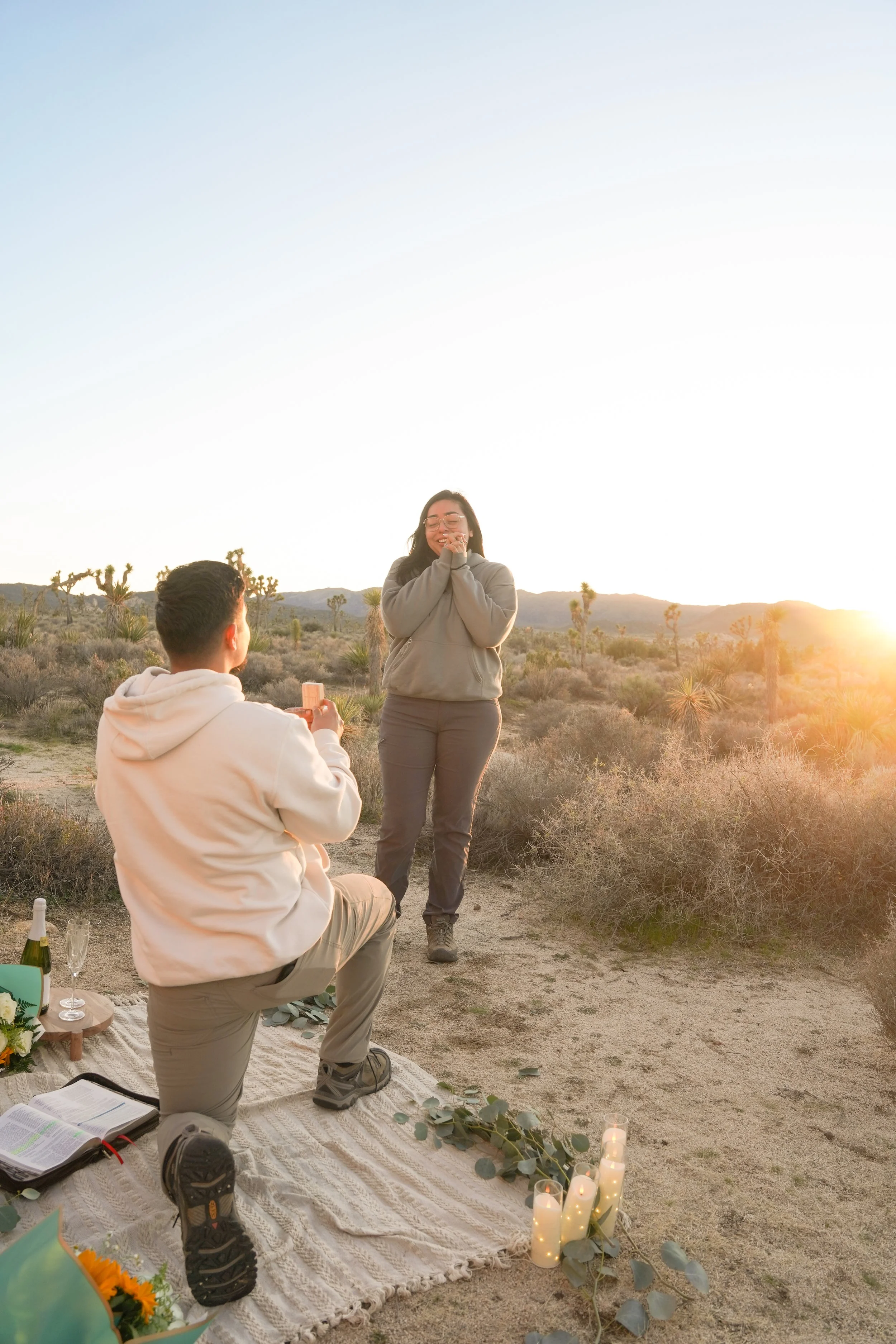 Desert Surprise Proposal Photography in Joshua Tree