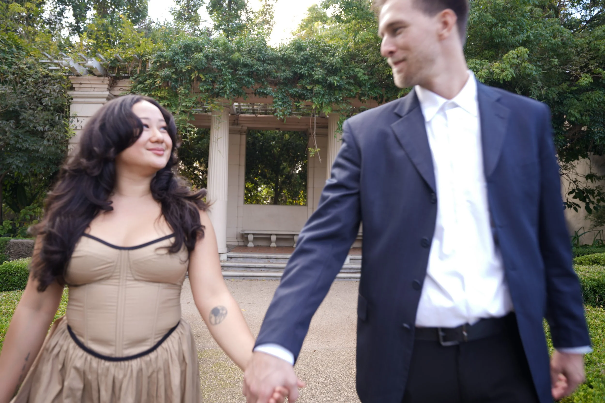 Sunlit Walk Through Alcazar Garden | San Diego Surprise Proposal