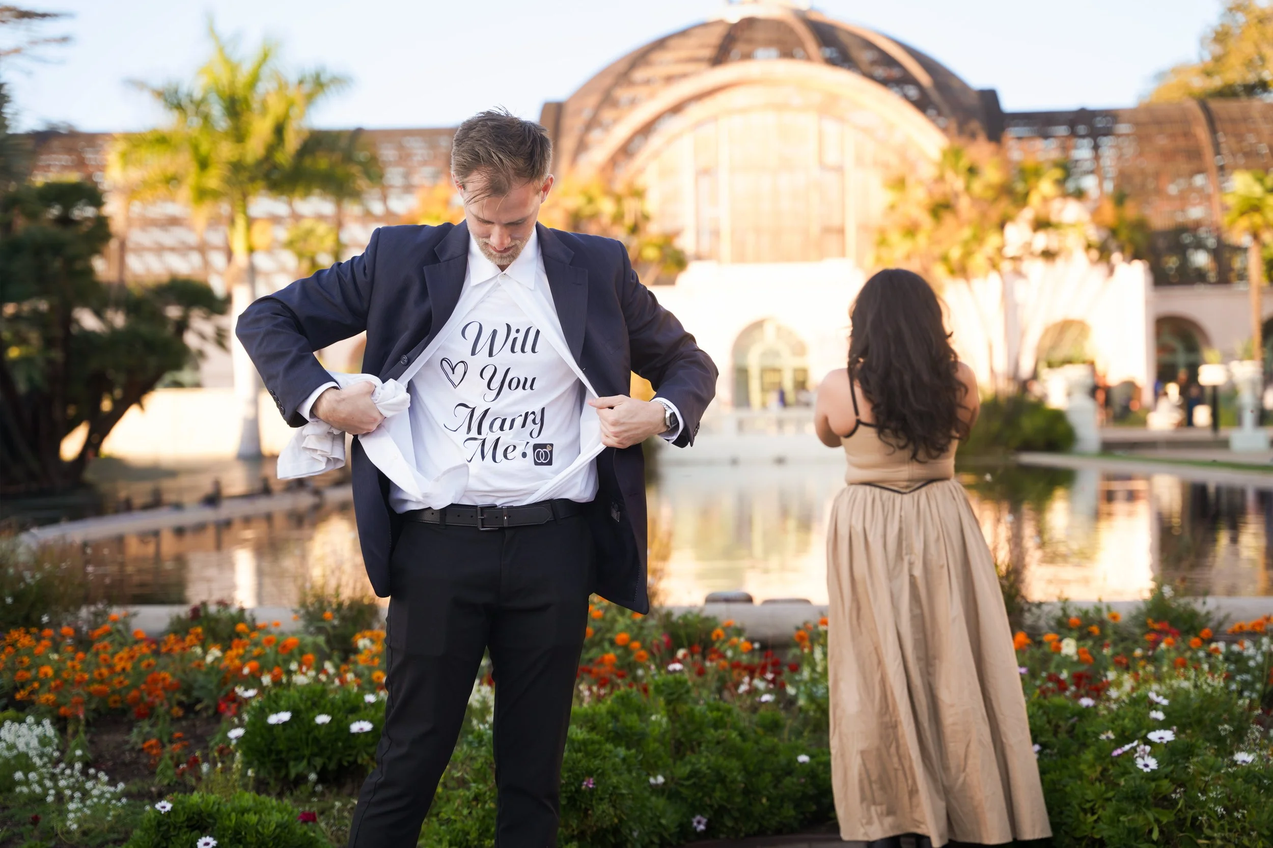 Surprise Proposal at the Lily Pond | Balboa Park Engagement