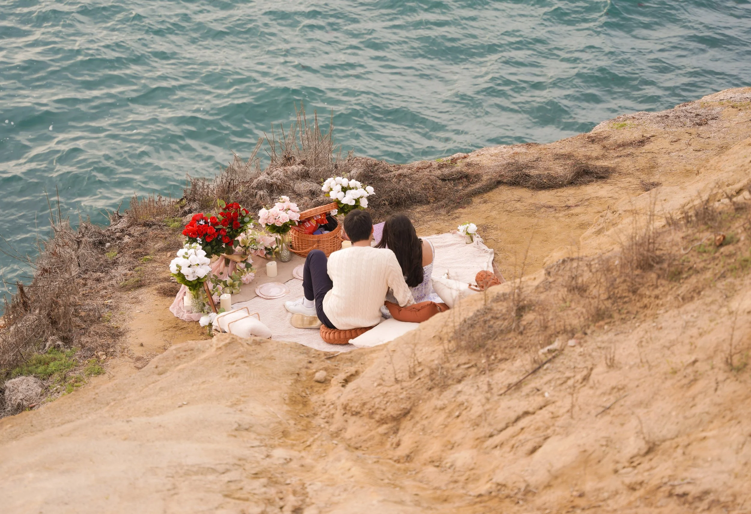 Luxury Boho Picnic Proposal at Sunset Cliffs