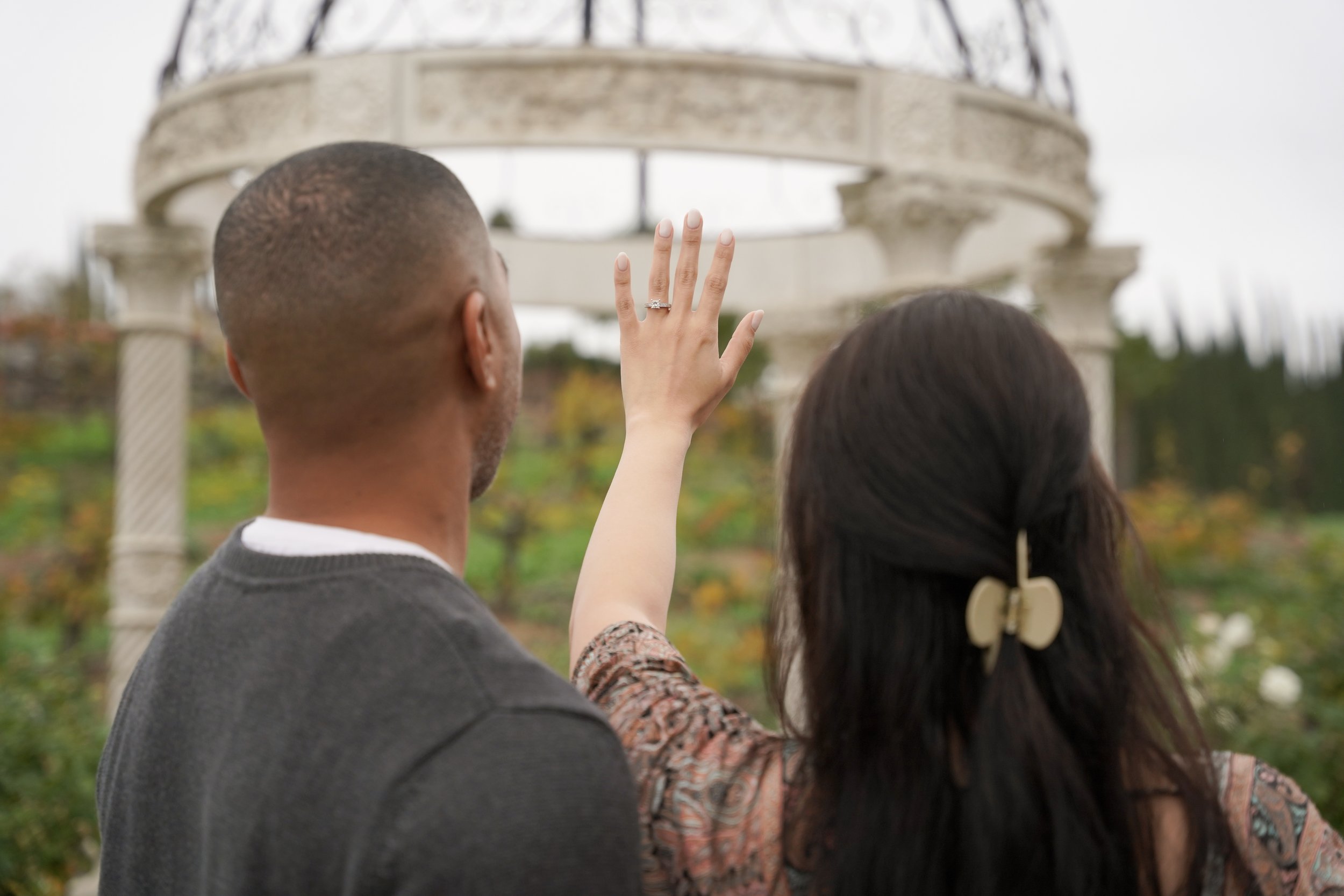Engagement Moment at Europa Village Winery Gazebo