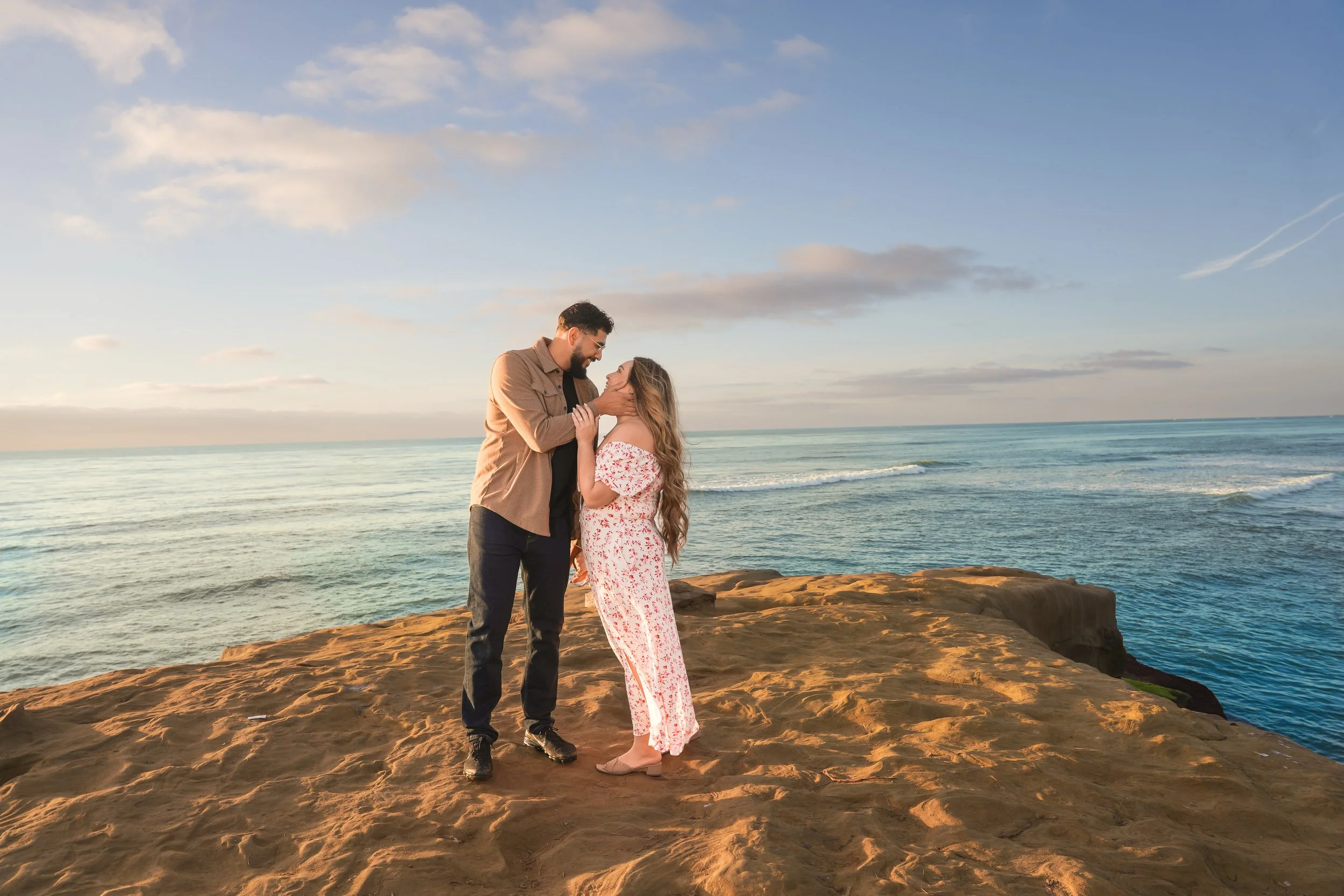 Newly Engaged Couple at Smugglers Cove Sunset Cliffs
