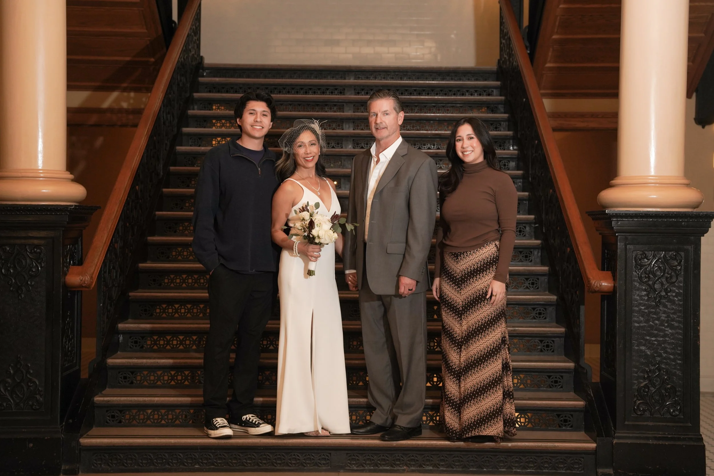 Family Celebrating Courthouse Wedding