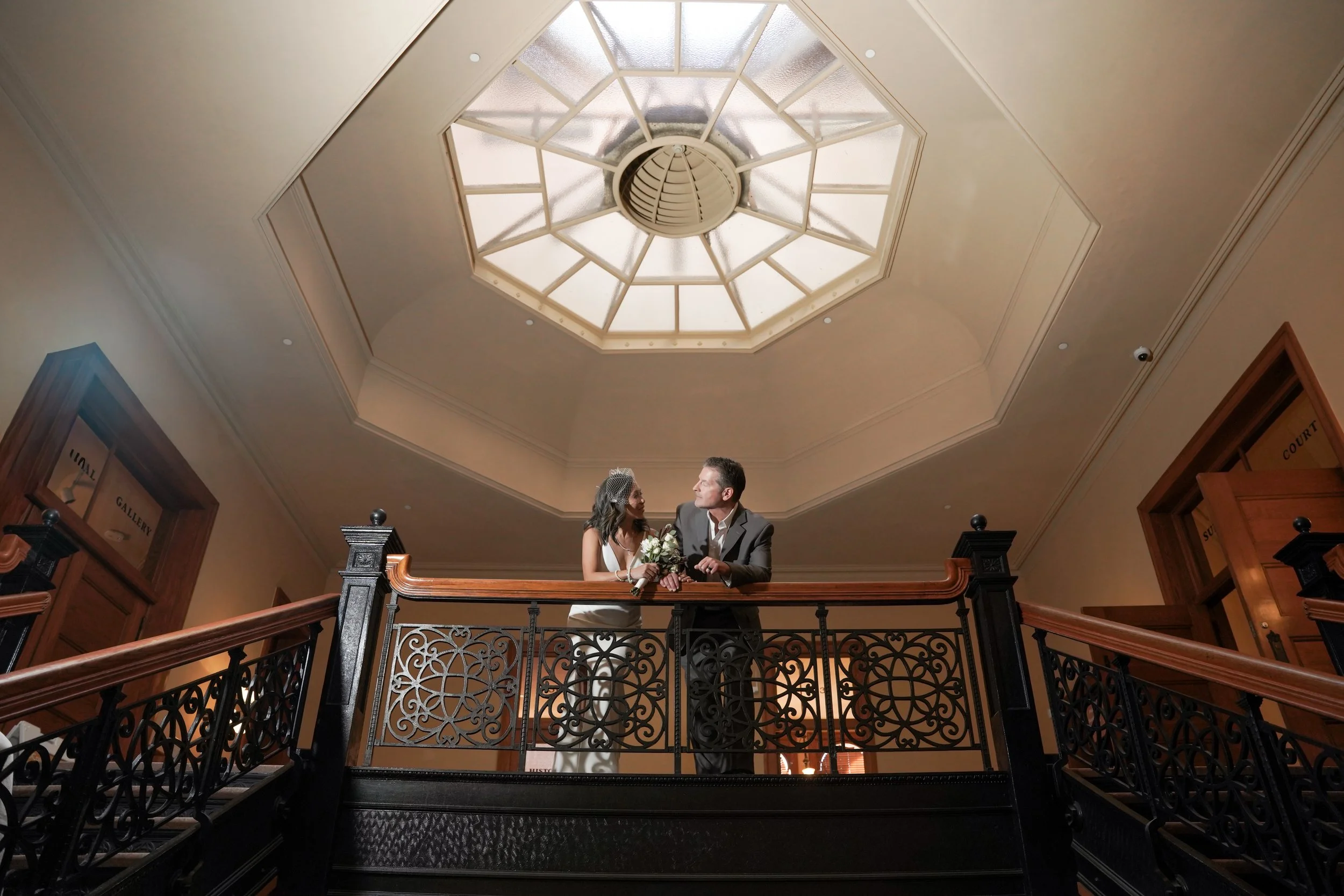 Walking Courthouse Stairs After Wedding