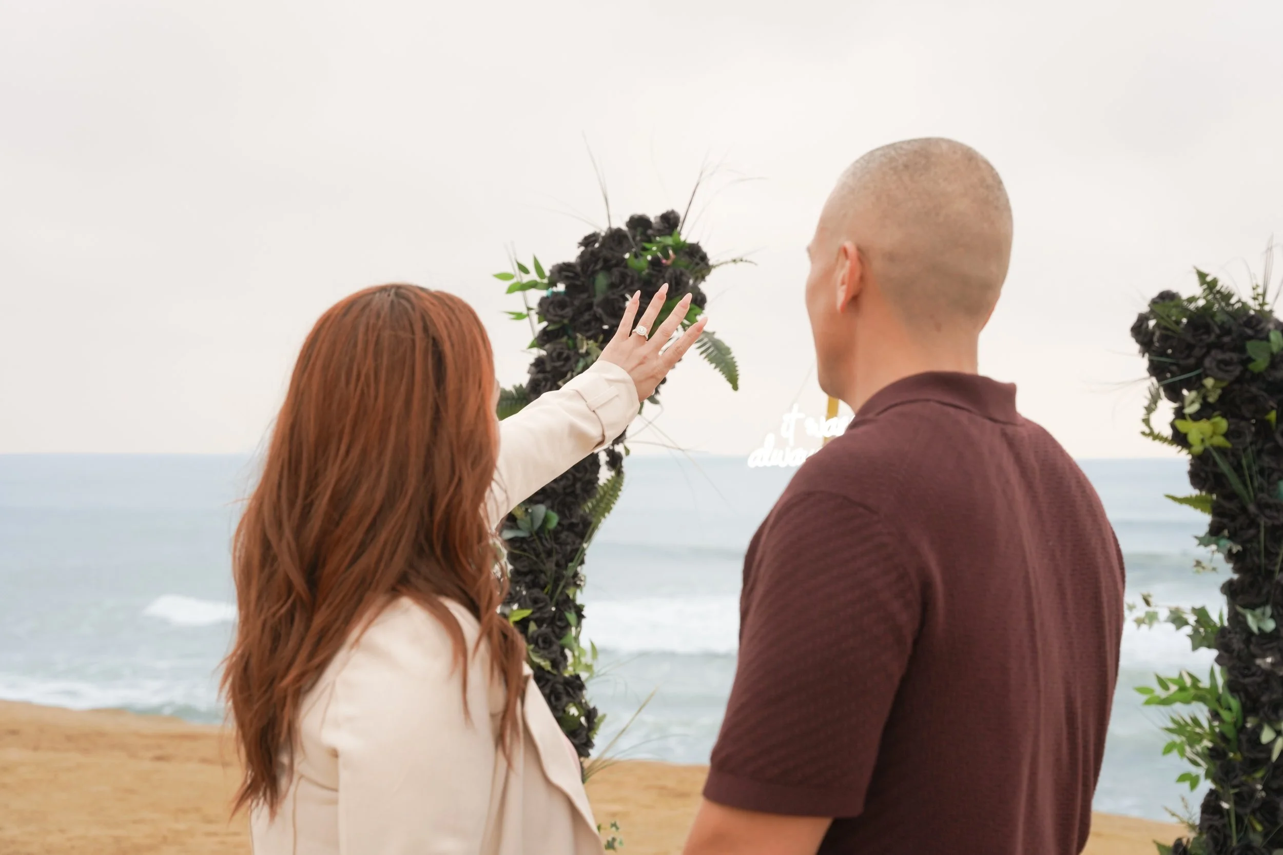 Sunset Cliffs engagement proposal near Smugglers Cove