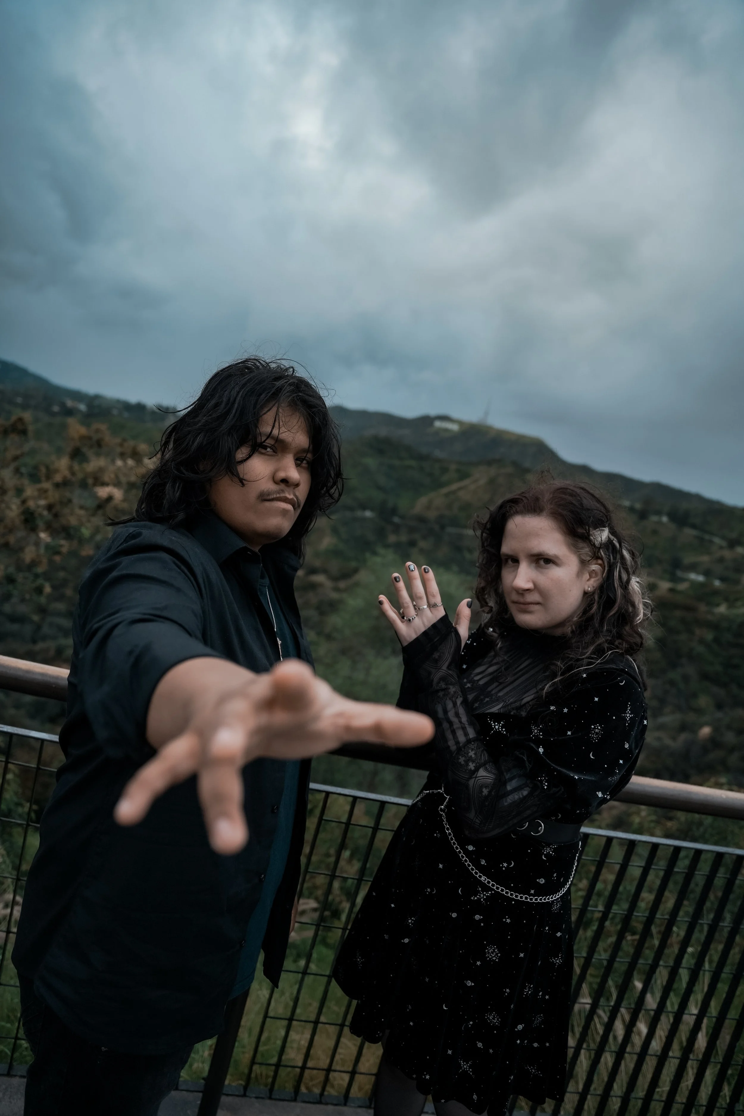 Twilight Engagement Photo at Griffith Observatory West Terrace