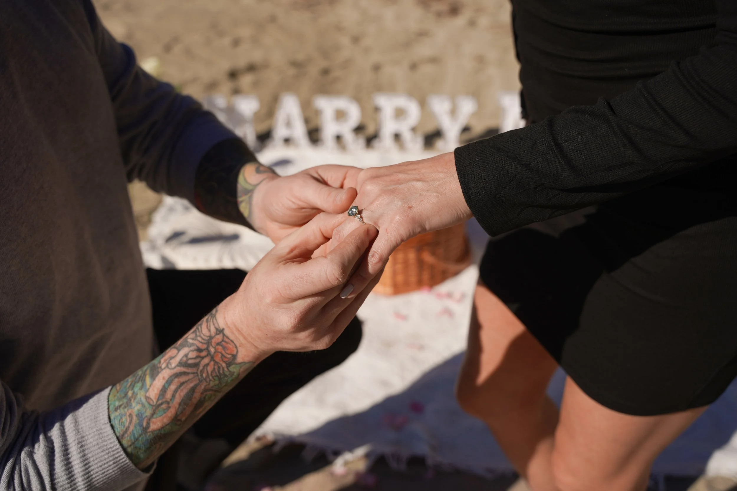 Marry Me Yes Beach Proposal Moment