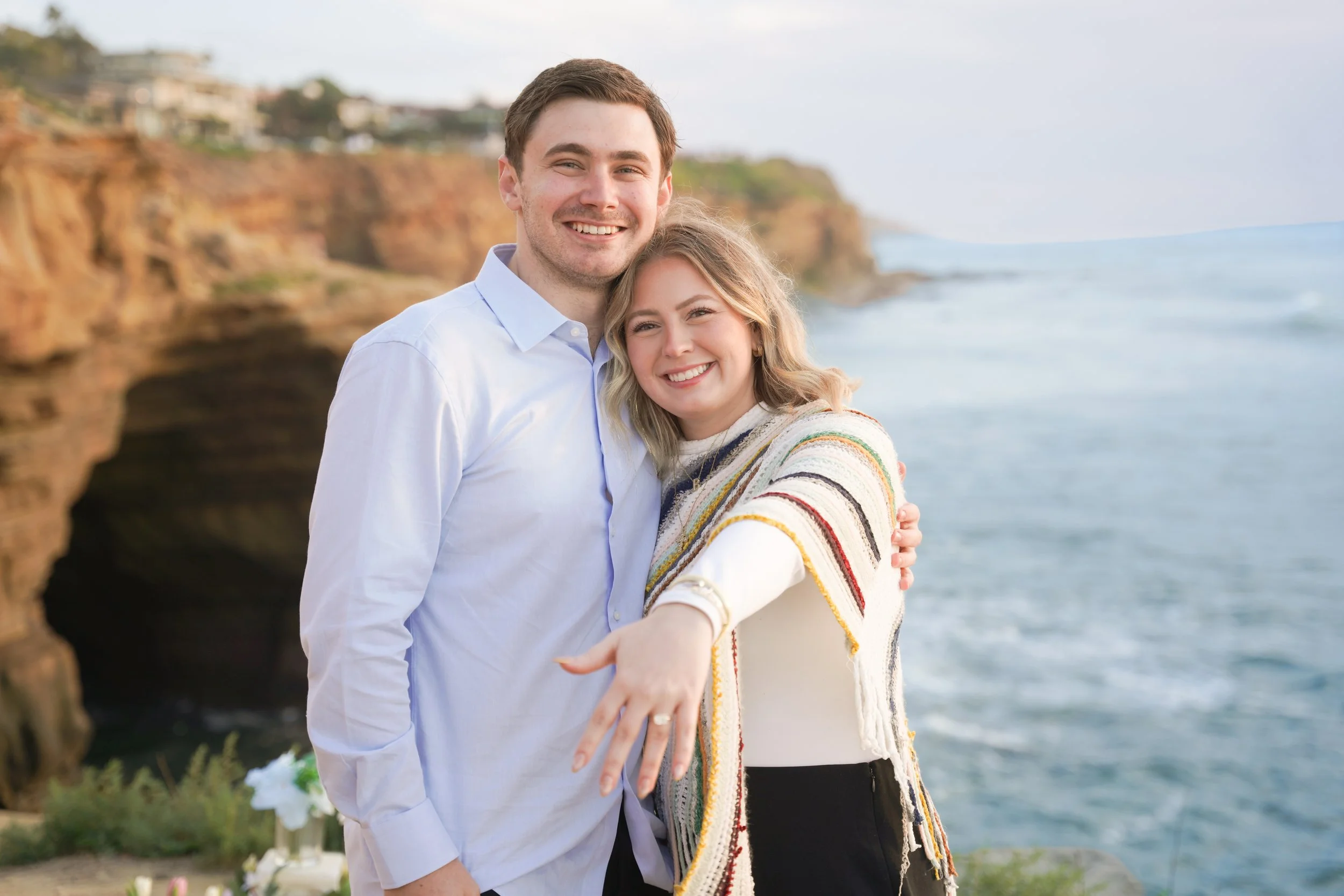Golden Hour Engagement Photos After Sunset Cliffs Proposal