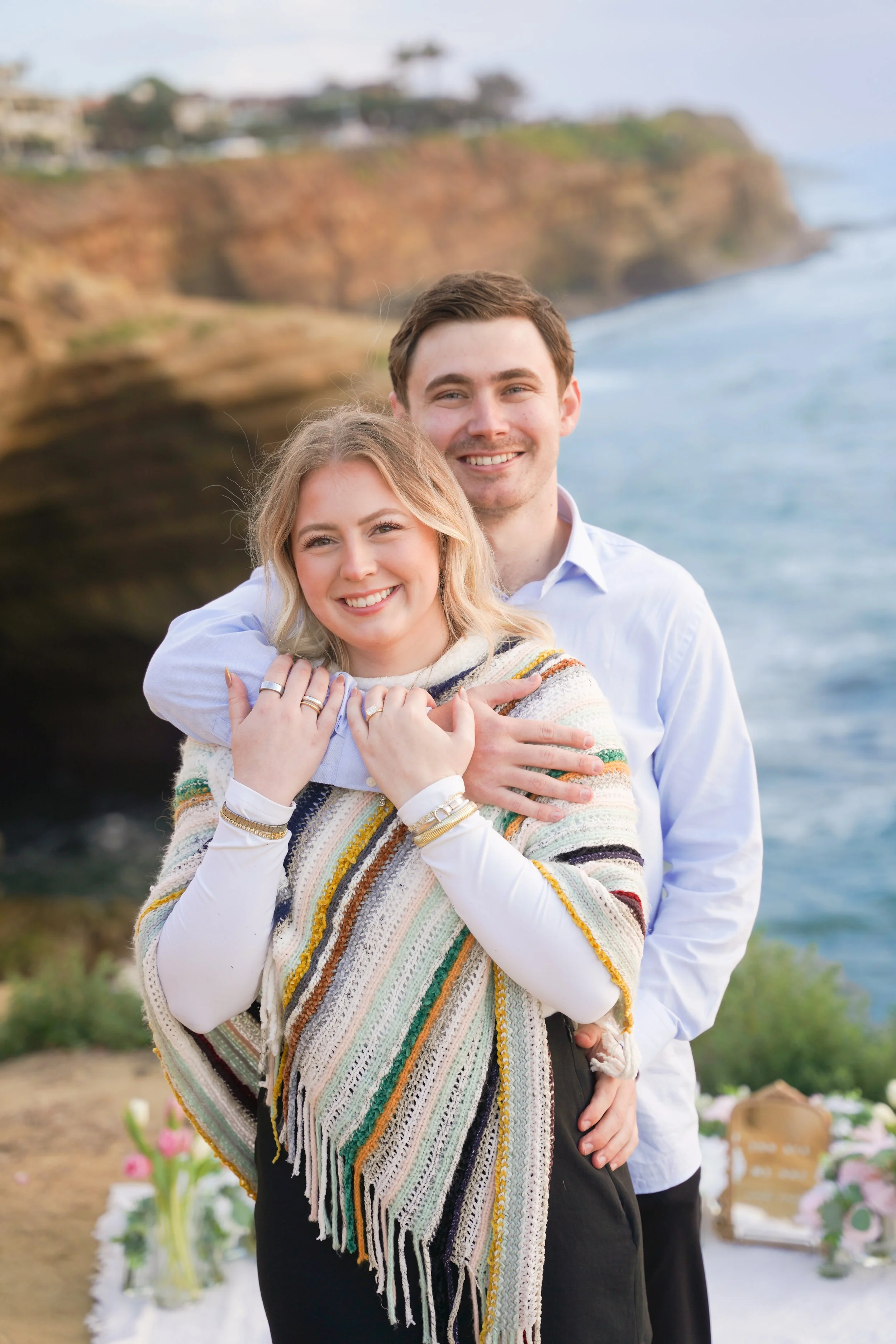 Romantic Sunset Cliffs Proposal Setup San Diego Coastline