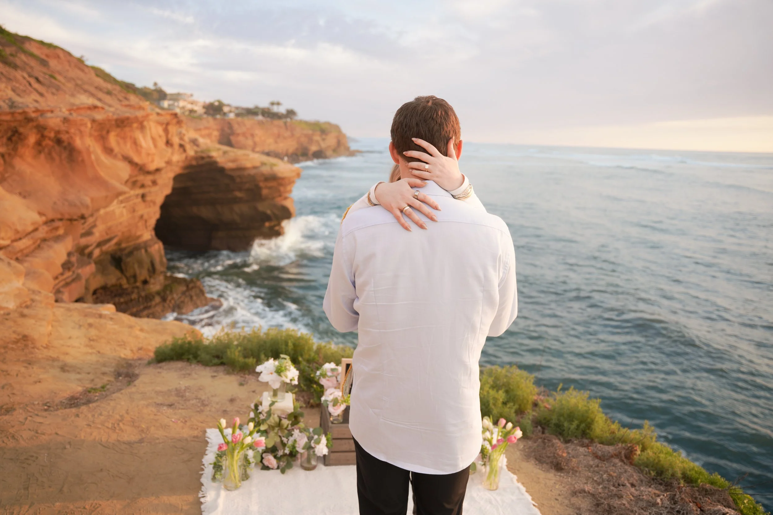 Intimate Post Proposal Moments at Sunset Cliffs San Diego