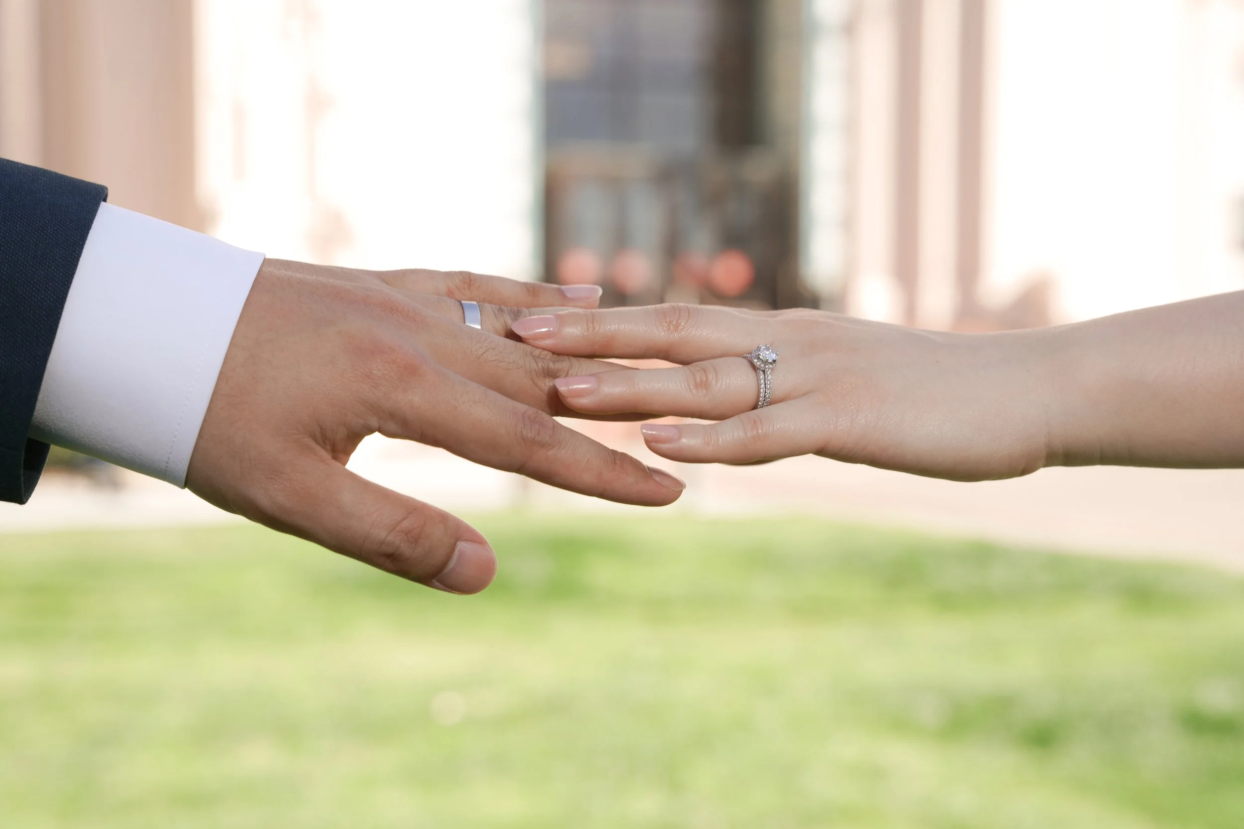 Bride and Groom Celebrating After Courthouse Wedding Ceremony