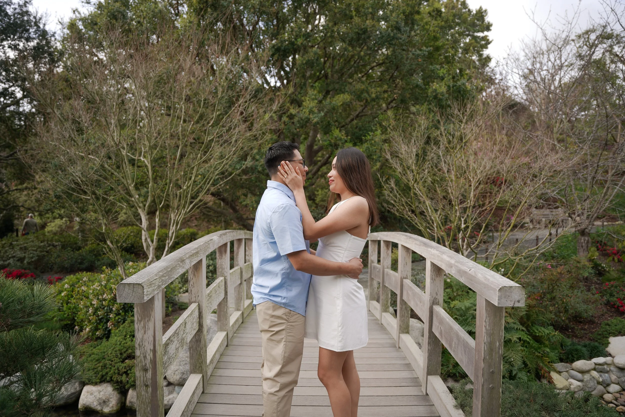 Engagement Portraits on Stone Pathway at Japanese Friendship Garden Balboa Park