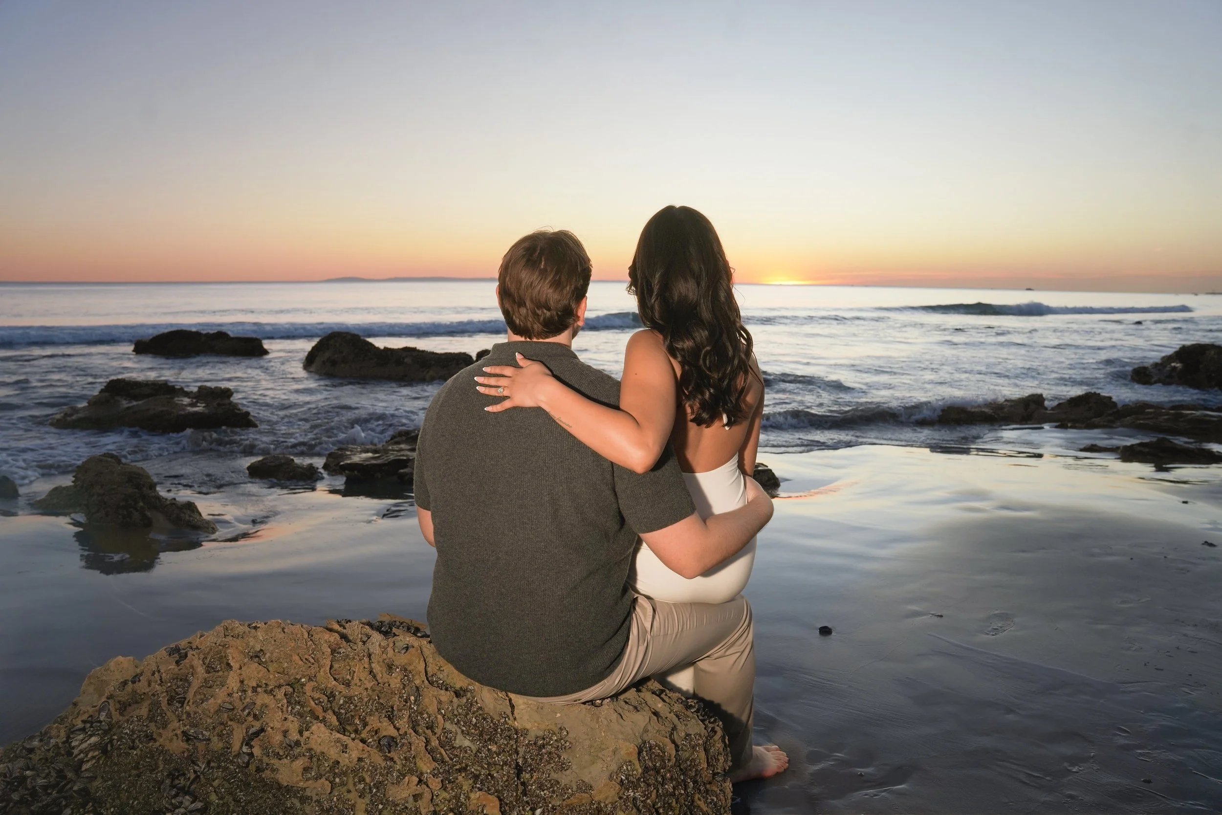 Golden Hour Proposal Photos at Crystal Cove Beach