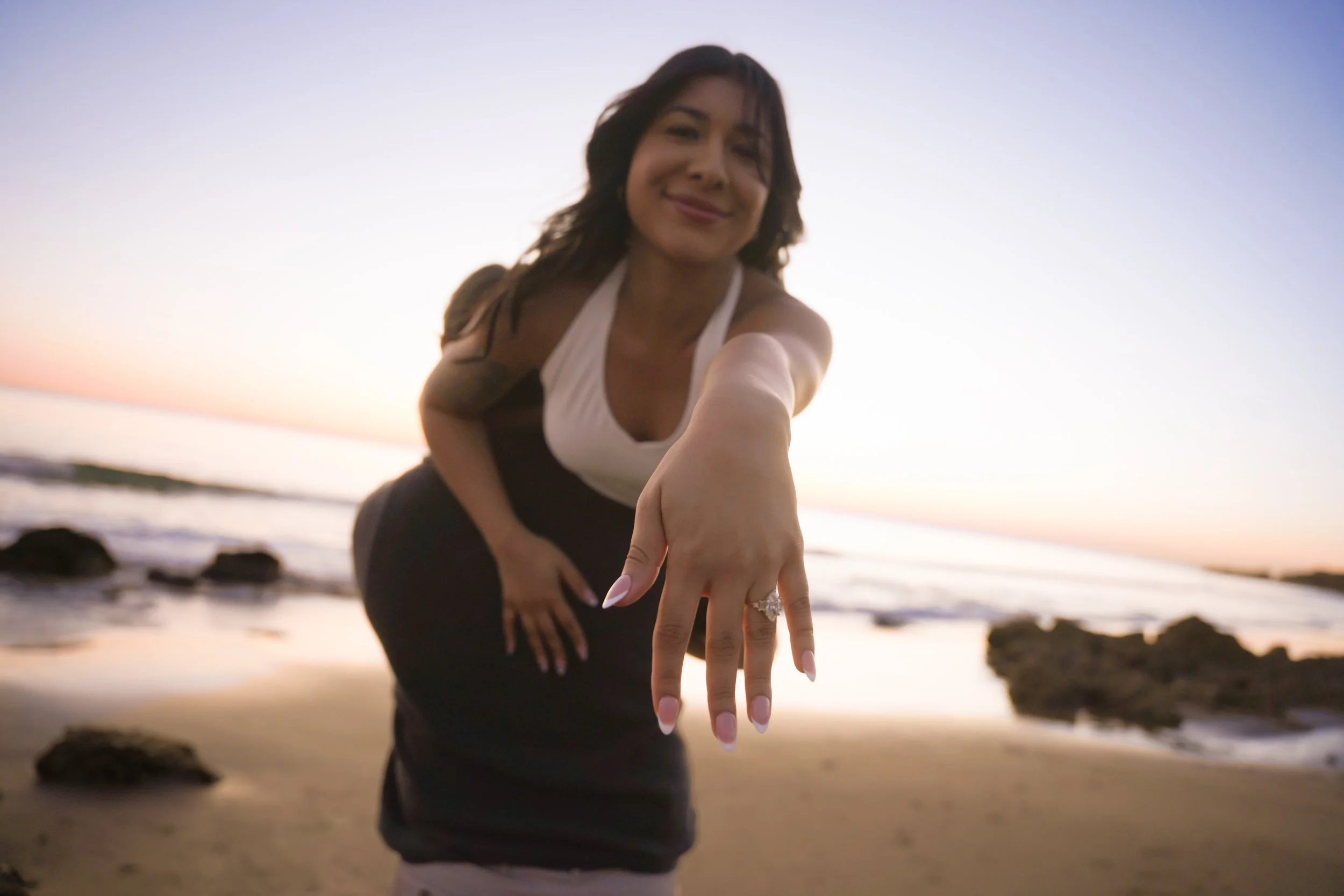 Romantic Beach Walk After Surprise Proposal at Crystal Cove