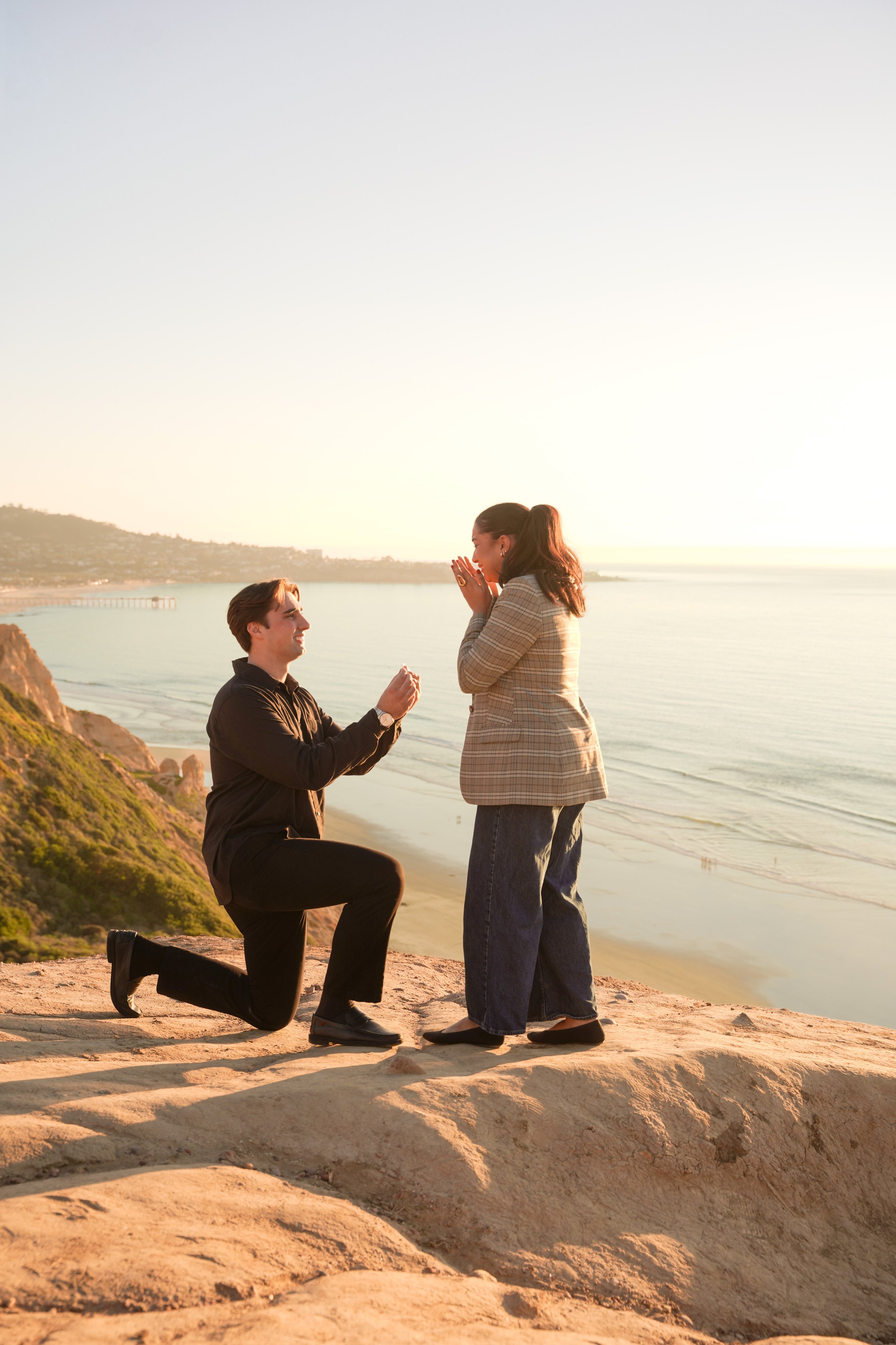 La Jolla Gliderport Surprise Proposal at Sunset Overlooking the Pacific