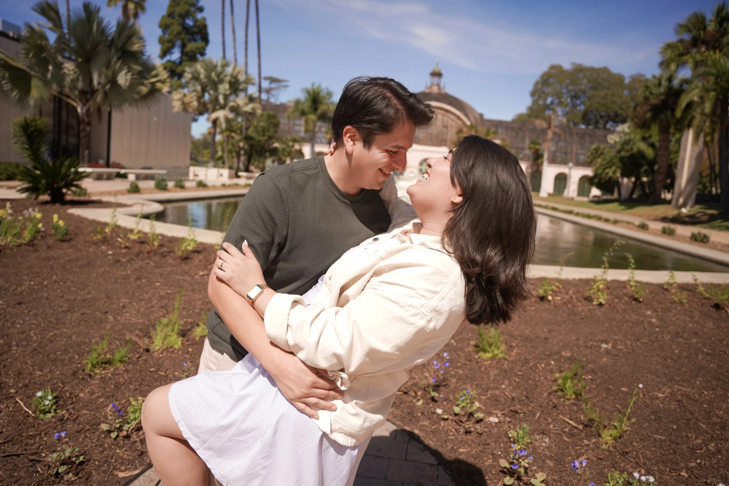 Candid post-proposal photography in Balboa Park