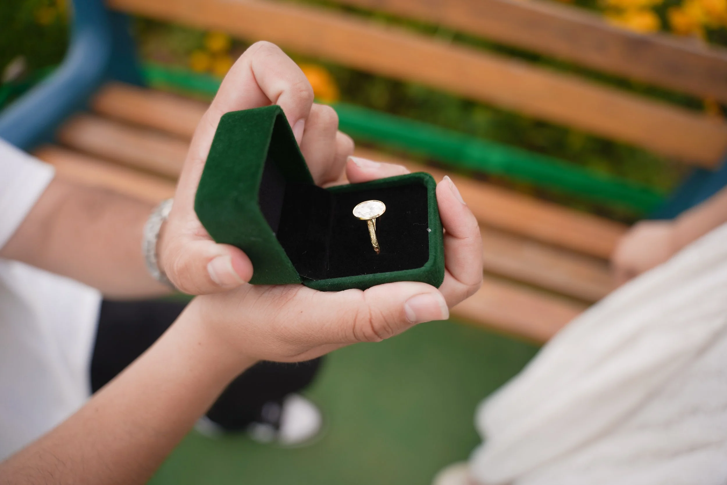 Couple Proposal Photography in Blooming Flower Field