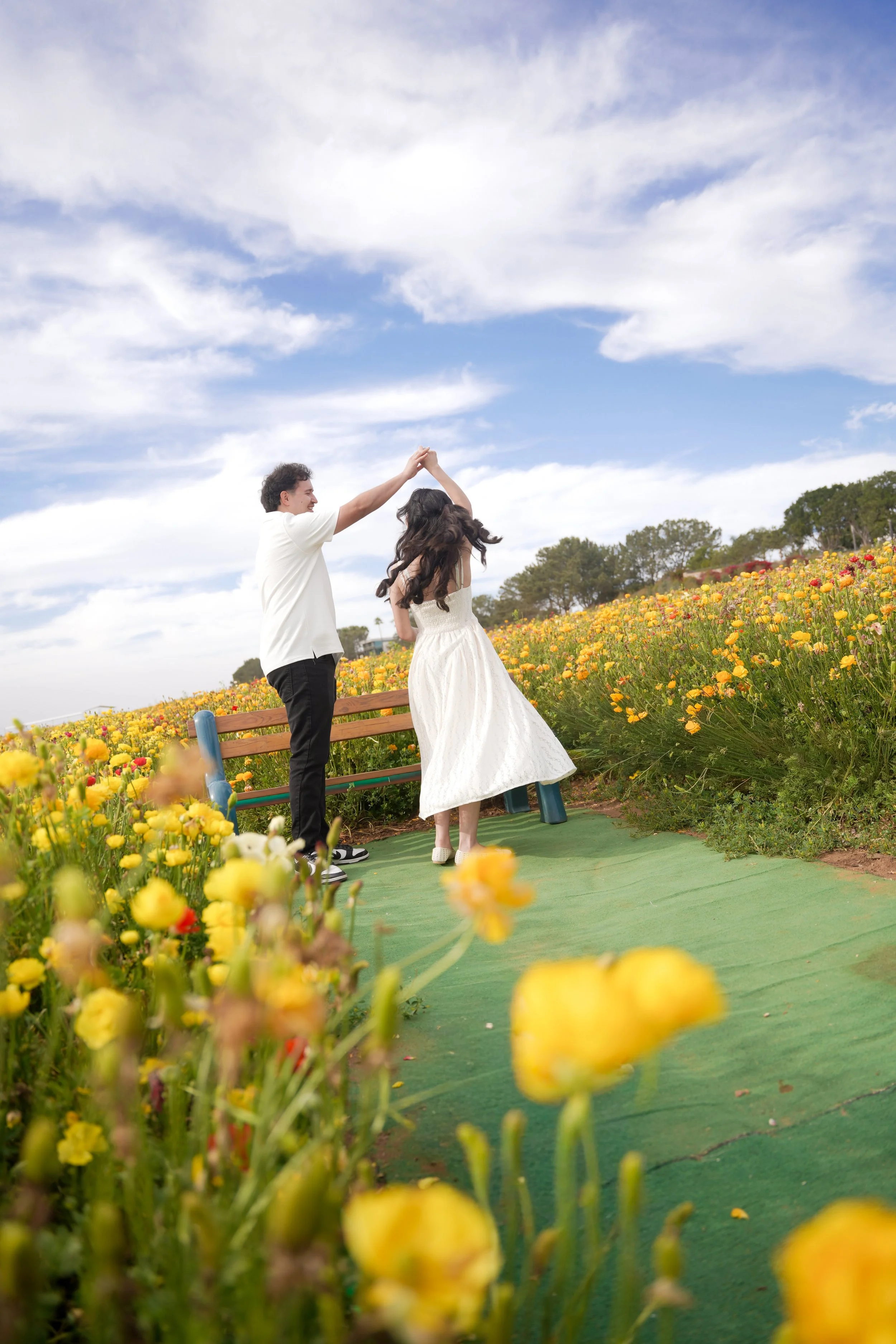 Engagement Photography in at The Flower Fields in Del Mar