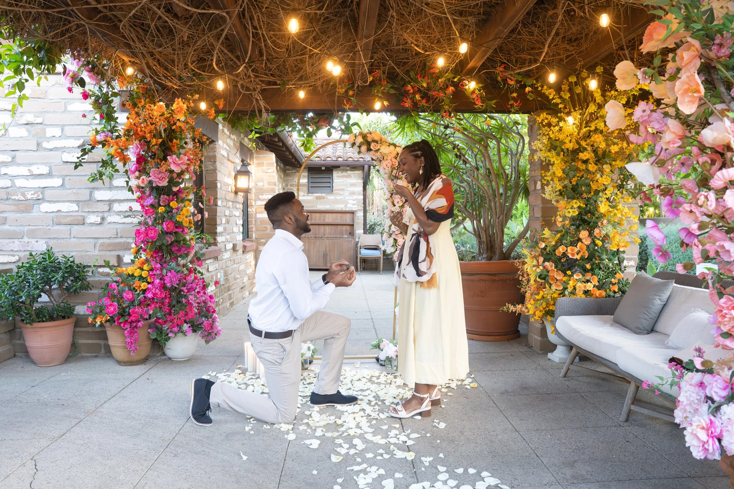 Private Venue Proposal at Estancia La Jolla with Styled Decor