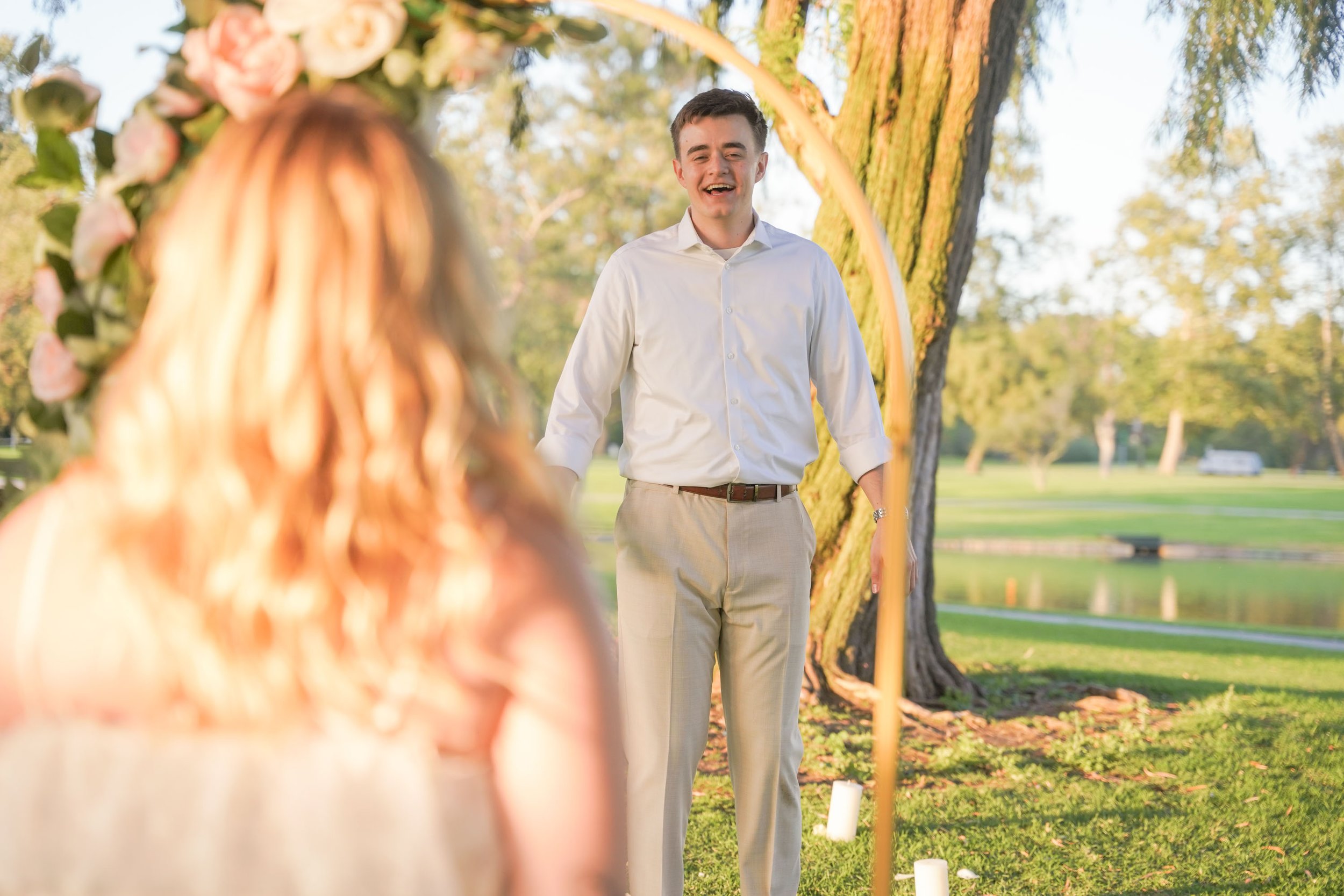 Irvine Outdoor Surprise Proposal Photography with Natural Light