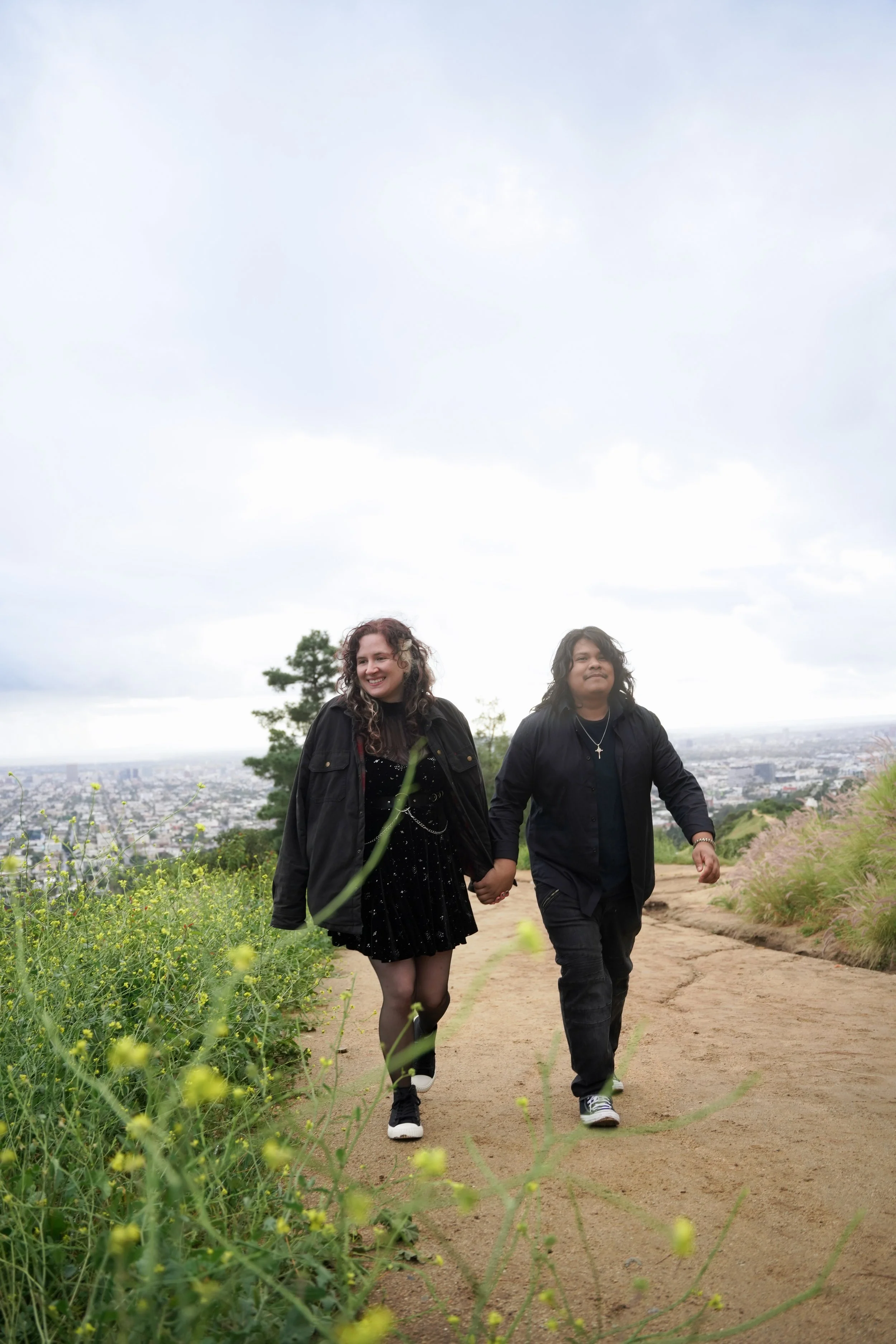 Griffith Observatory Hiking Trail Engagement Photos Los Angeles