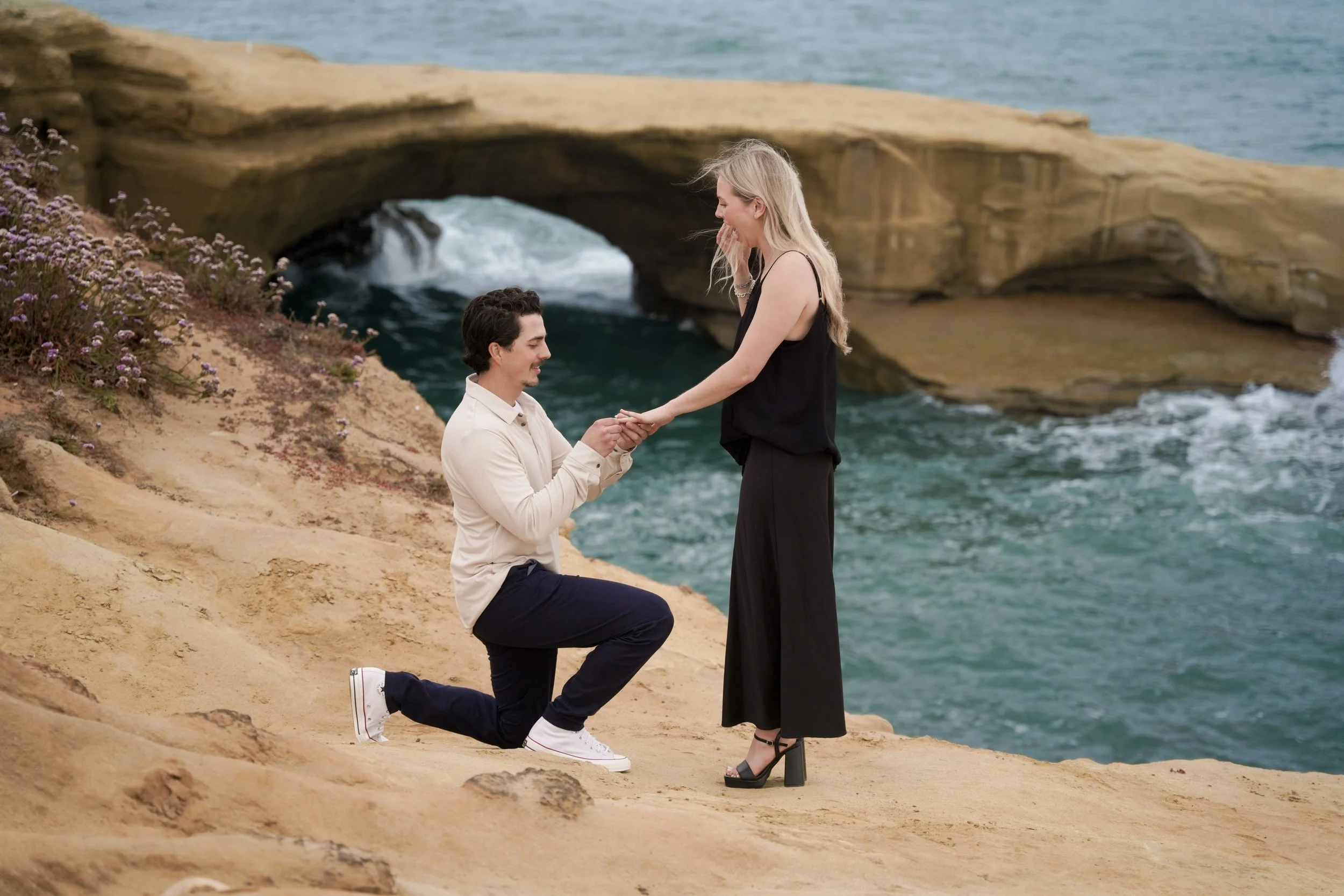 A Sunset Cliffs Surprise Proposal With Family Hidden Above the Cliffs | Jake &amp; Devon's San Diego Proposal Story