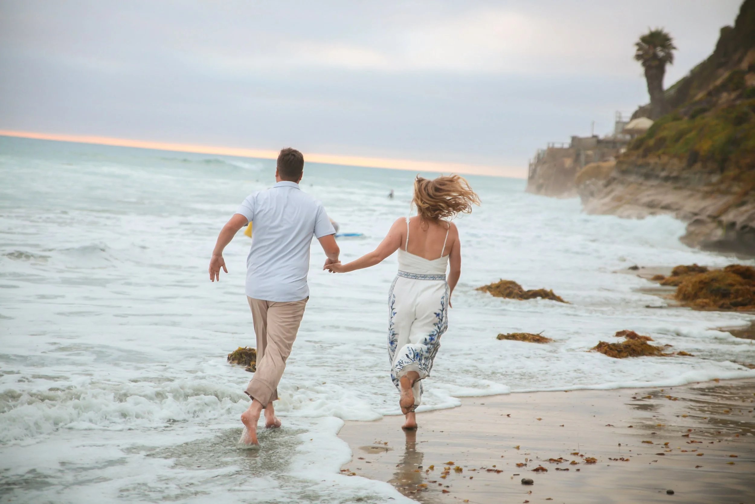 Playful Leucadia Beach Engagement