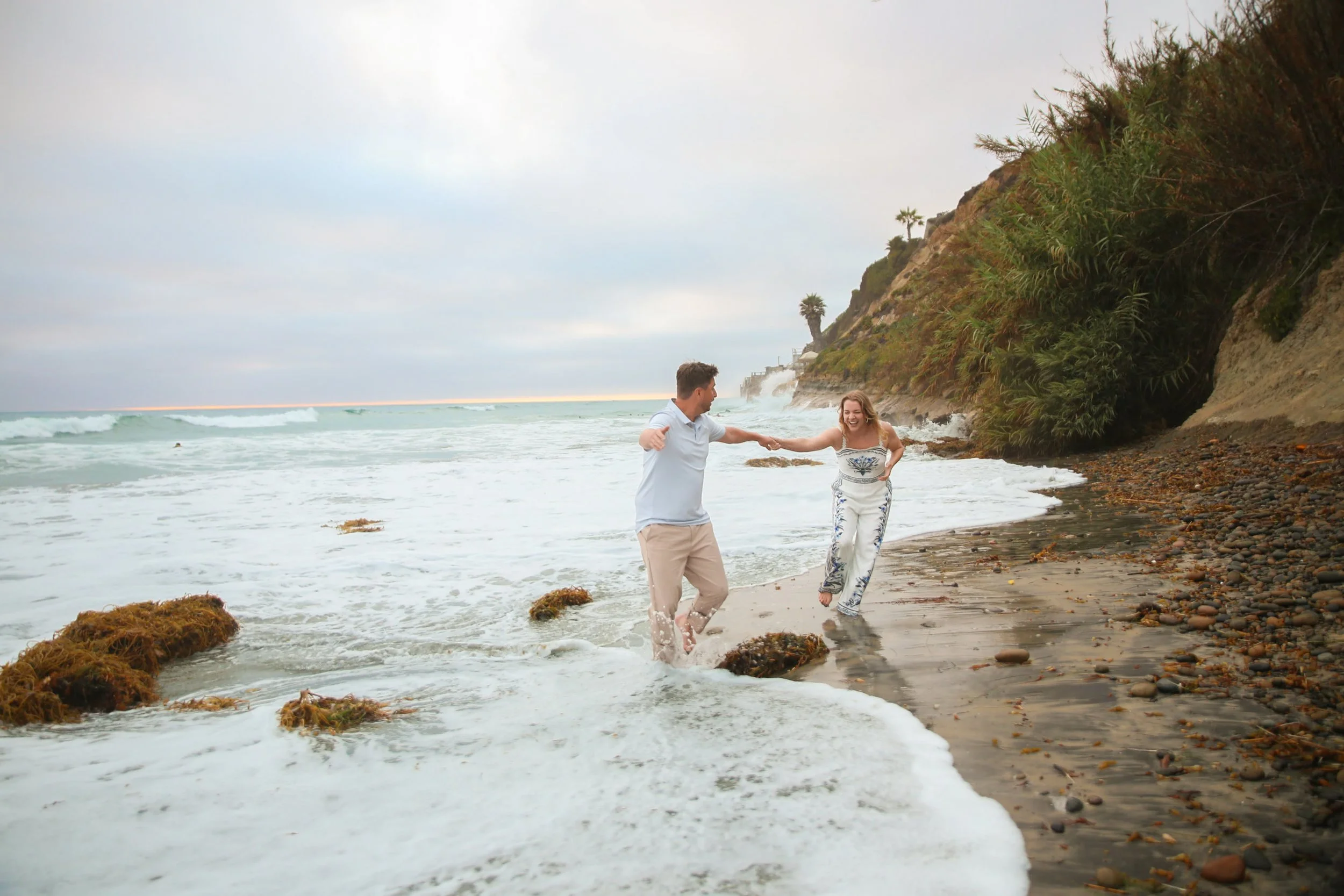 Newly Engaged Couple by the Ocean