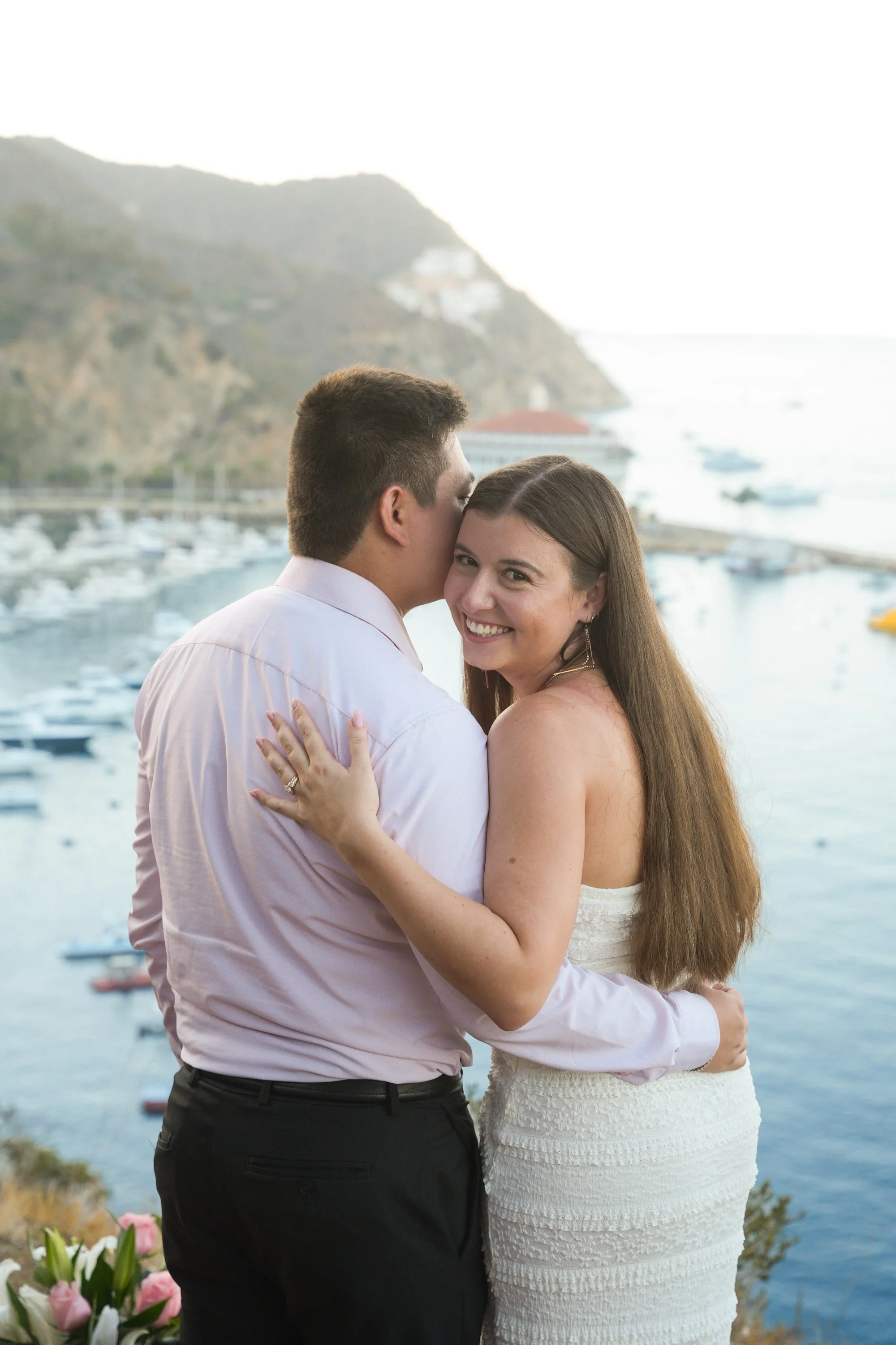 Couple celebrating their Catalina Island engagement