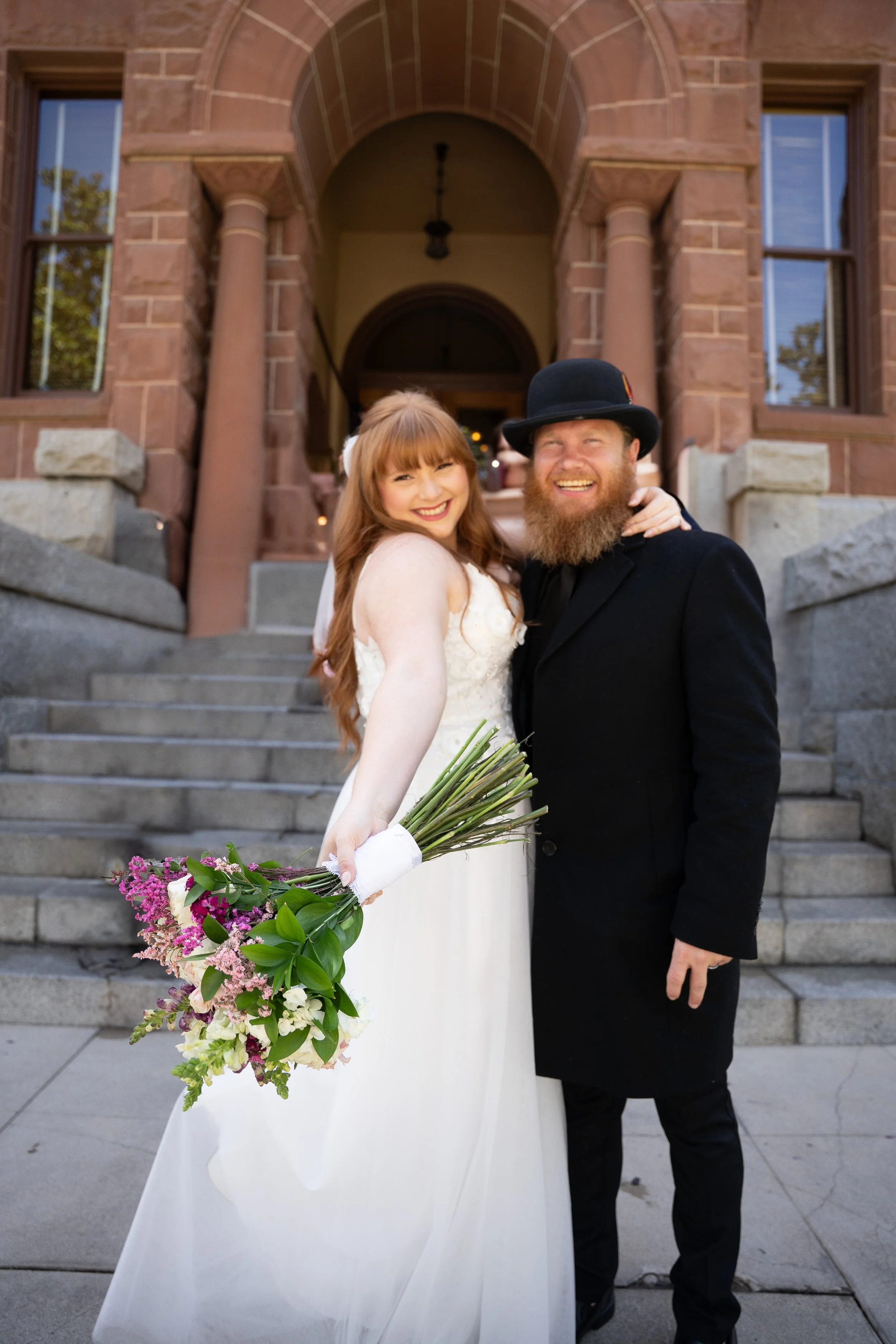 Civil marriage at the historic Old Orange County Courthouse. This couple booked our Elopement Package for their intimate celebration. 📸 Book your Orange County courthouse wedding photography today.