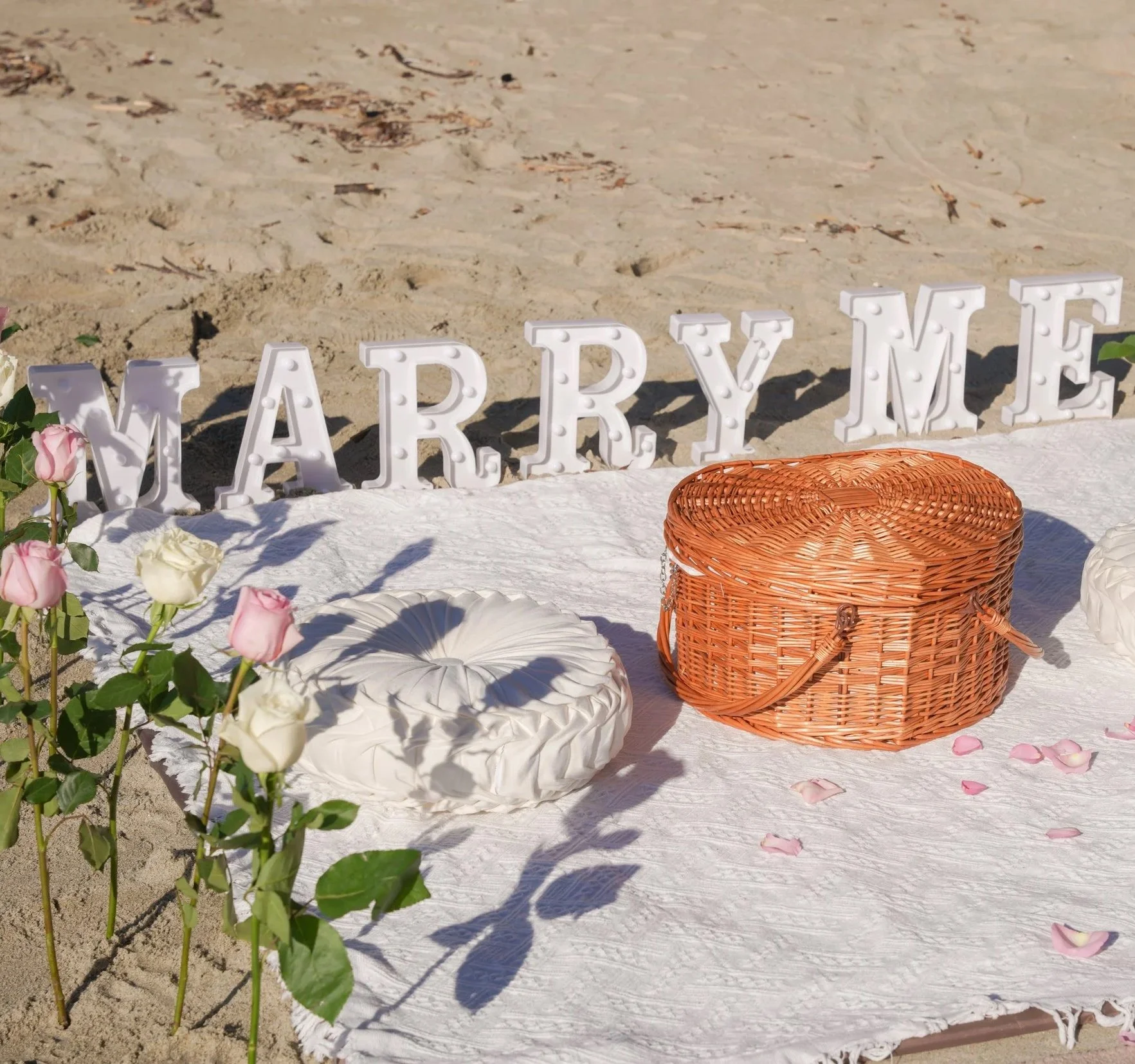Marry Me Beach Proposal Experience Captured at Sunset