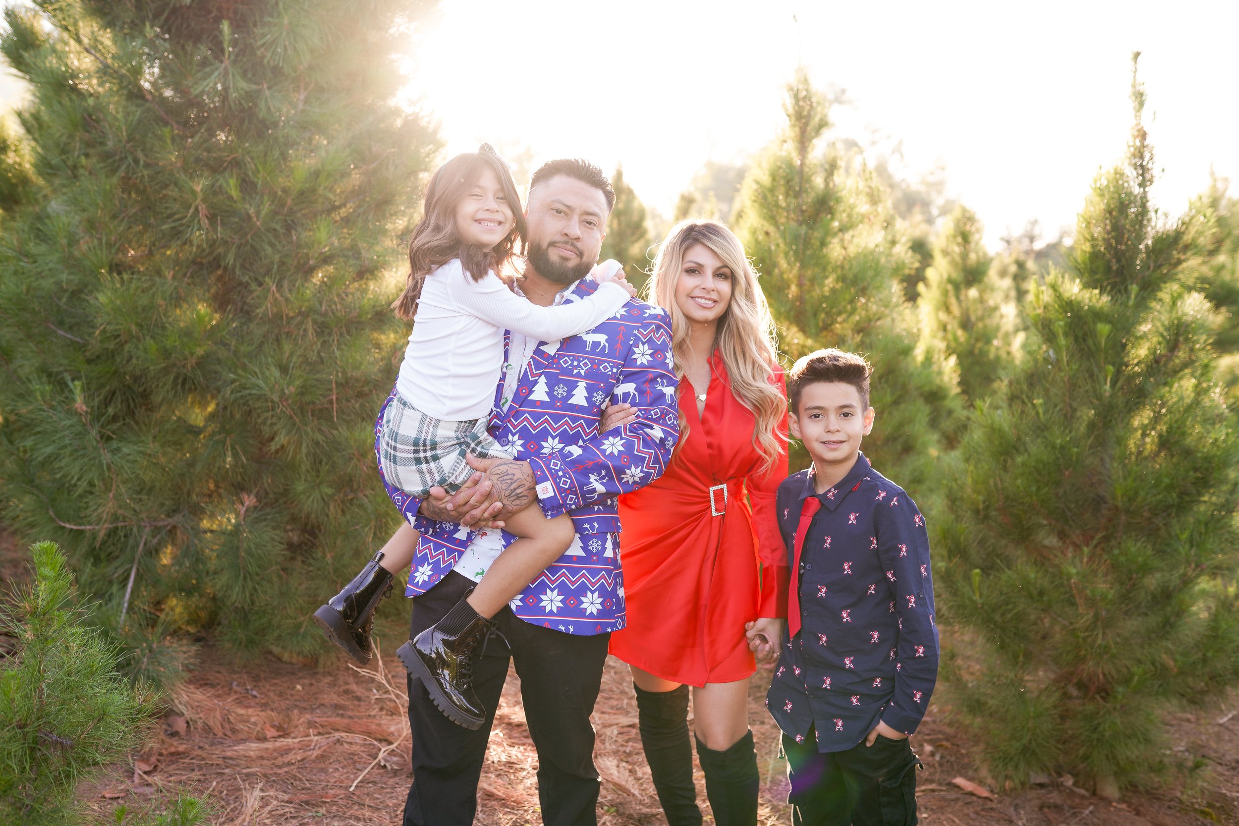 A cozy holiday session capturing a family's joy as they picked out their Christmas tree and placed the star on top. A beautiful moment of togetherness and new traditions—perfect for holiday family photography filled with warmth and cheer.