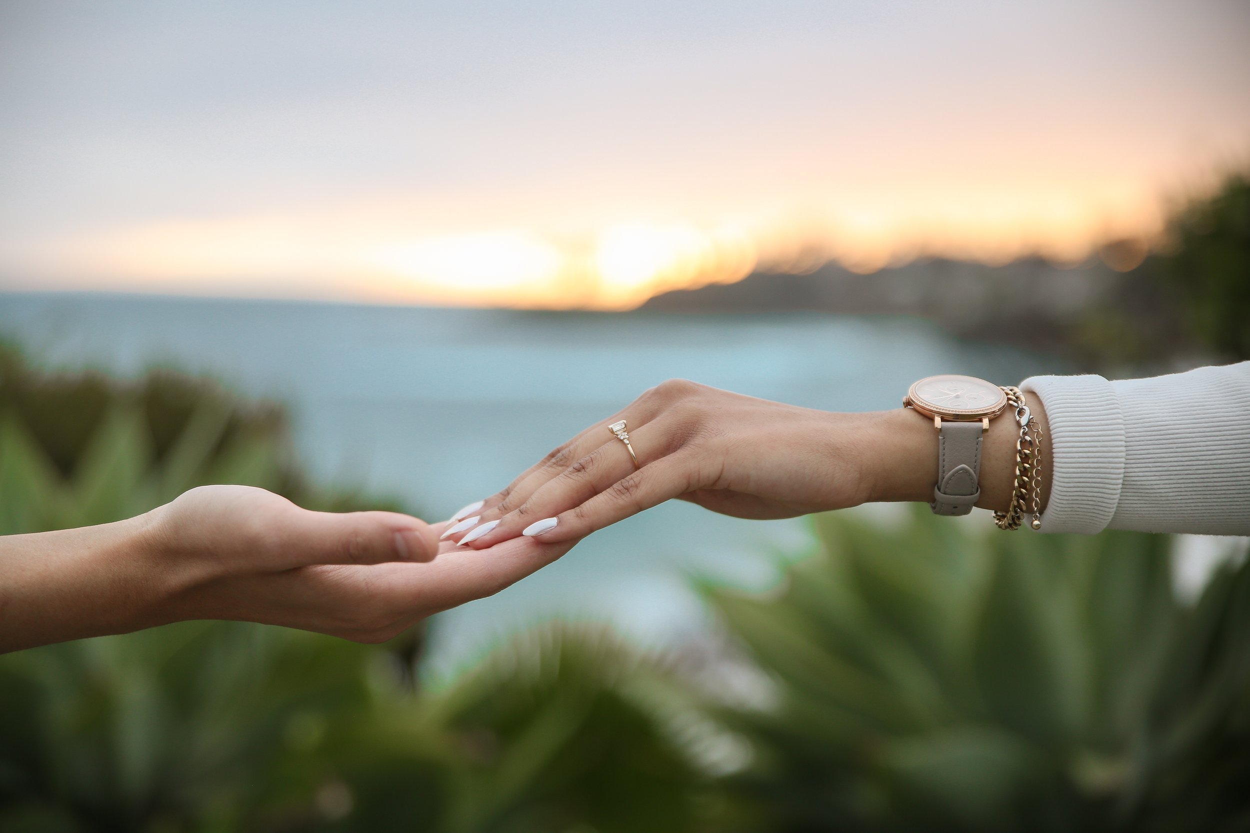 Laguna Beach engagement session featuring romantic couple photography at the iconic Heisler Park coastline.