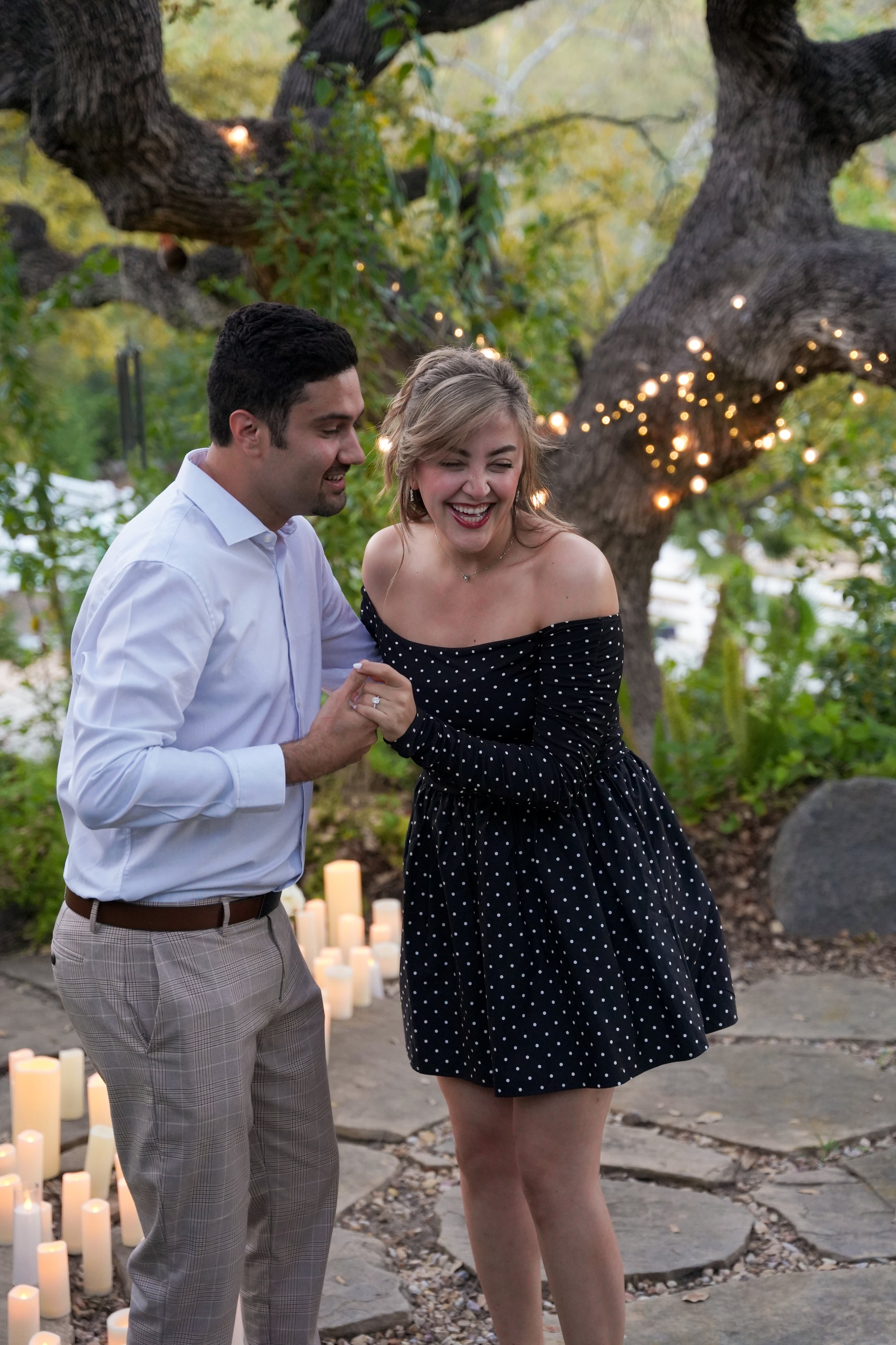 Surprise proposal photoshoot in Temecula, California featuring romantic estate views and candid engagement photography. Perfect for couples planning a private and unforgettable “Will you marry me?” moment.