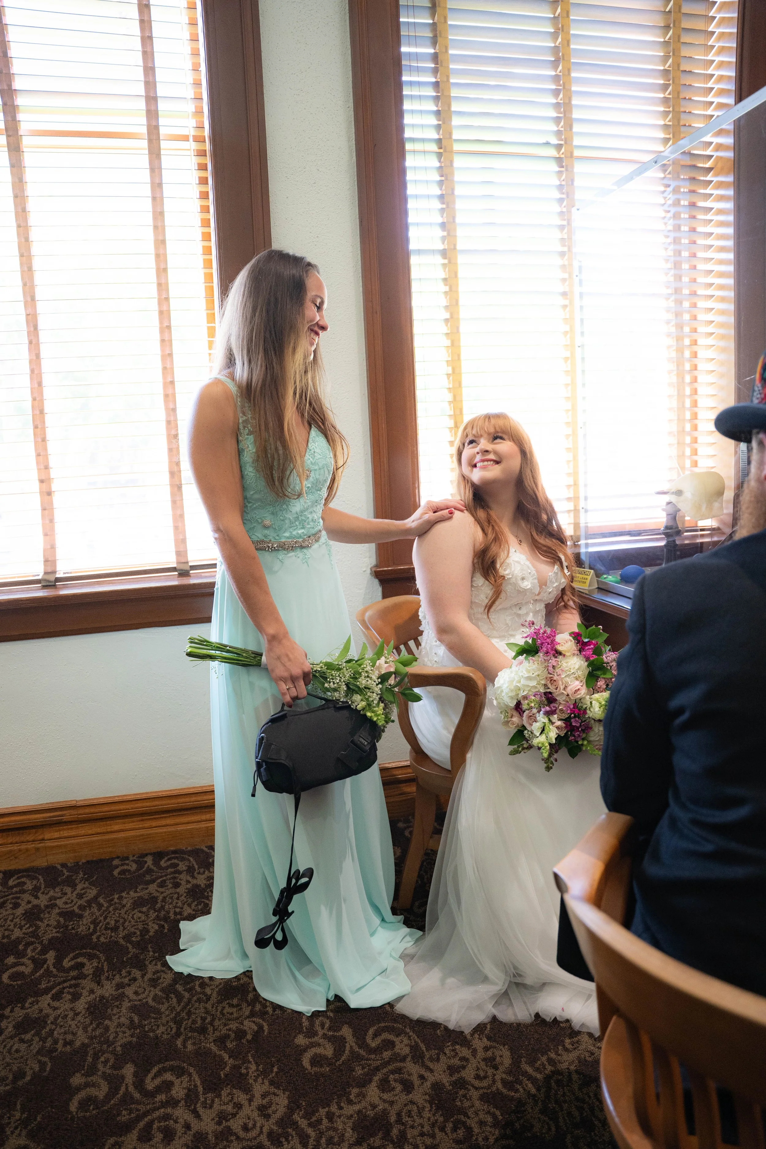 Civil marriage at the historic Old Orange County Courthouse. This couple booked our Elopement Package for their intimate celebration. 📸 Book your Orange County courthouse wedding photography today.