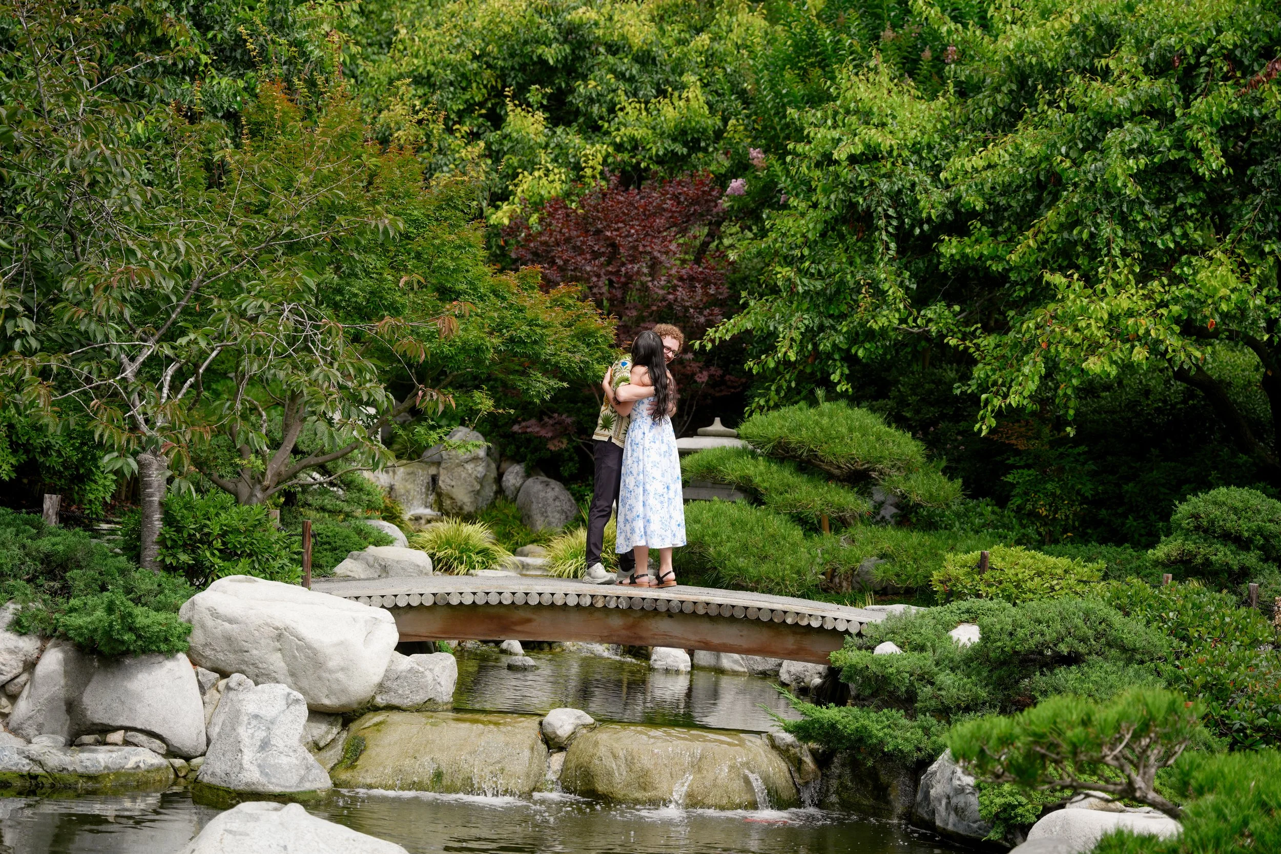 Elegant proposal photography inside the Japanese Friendship Garden at Balboa Park, showcasing one of San Diego's most iconic engagement locations.