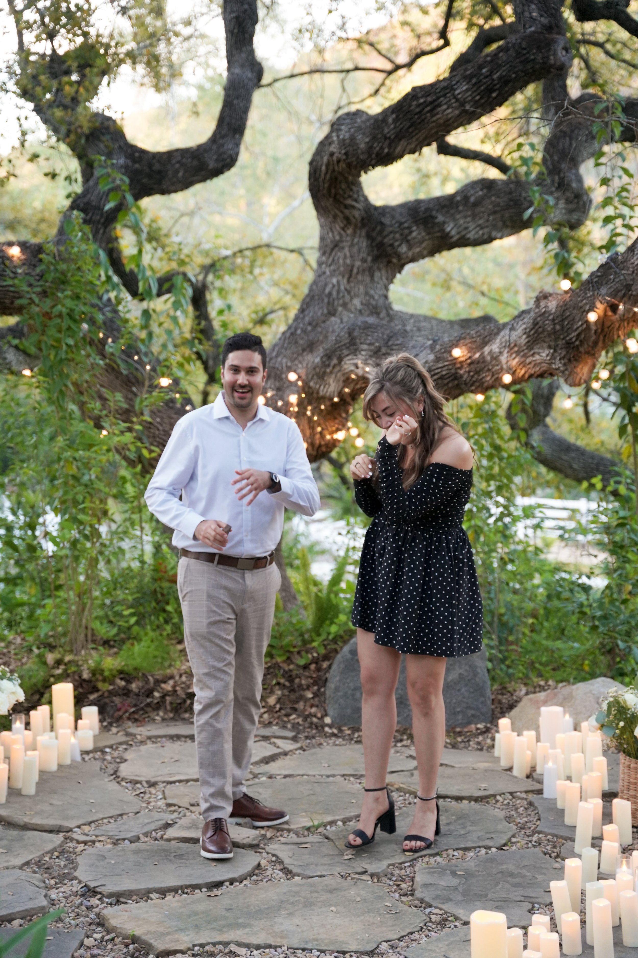 Surprise proposal photoshoot in Temecula, California featuring romantic estate views and candid engagement photography. Perfect for couples planning a private and unforgettable “Will you marry me?” moment.