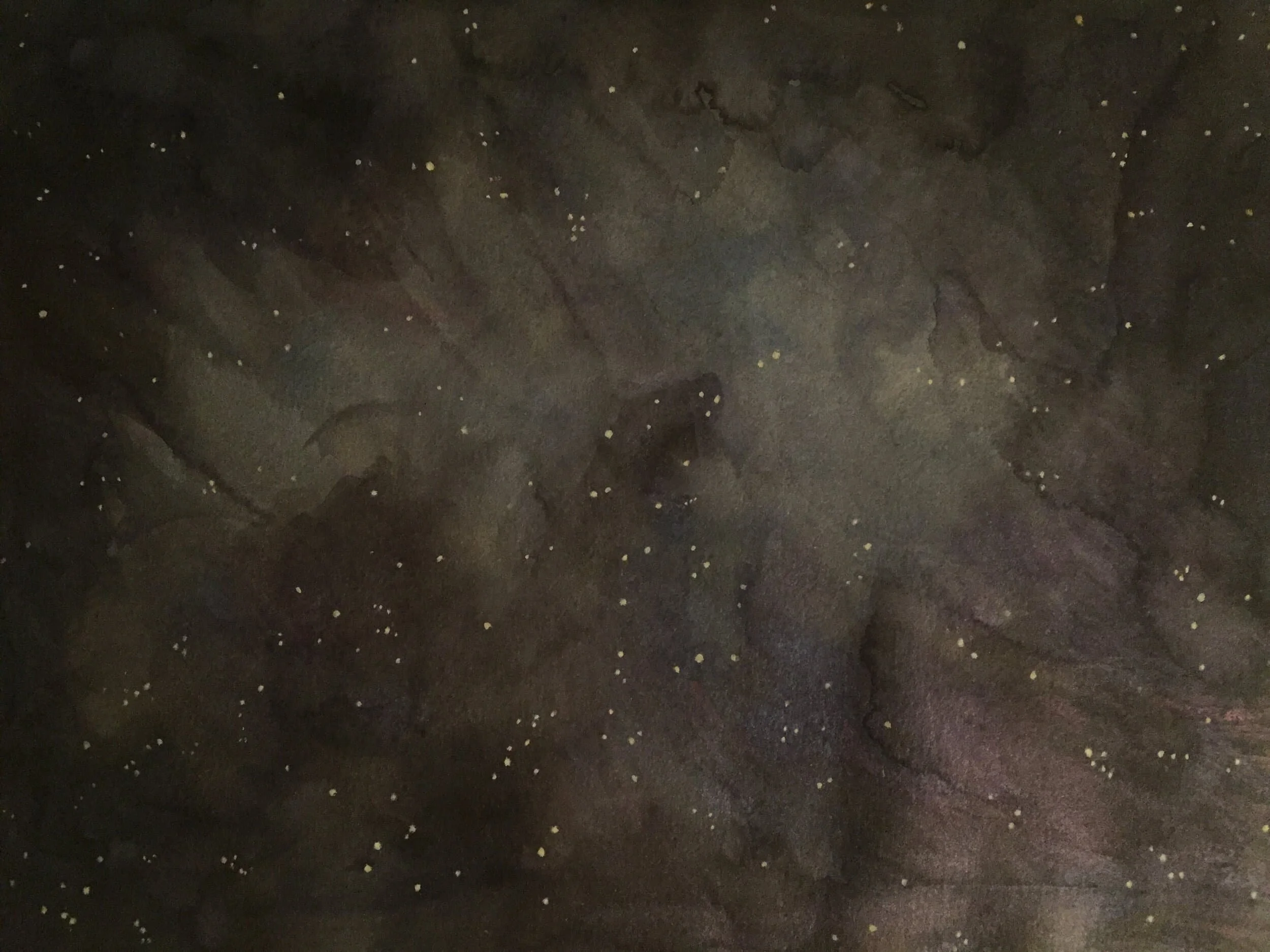 Starry Ground - a painted night: the Pleiades in watercolour and gold ink by Rami Schandall.