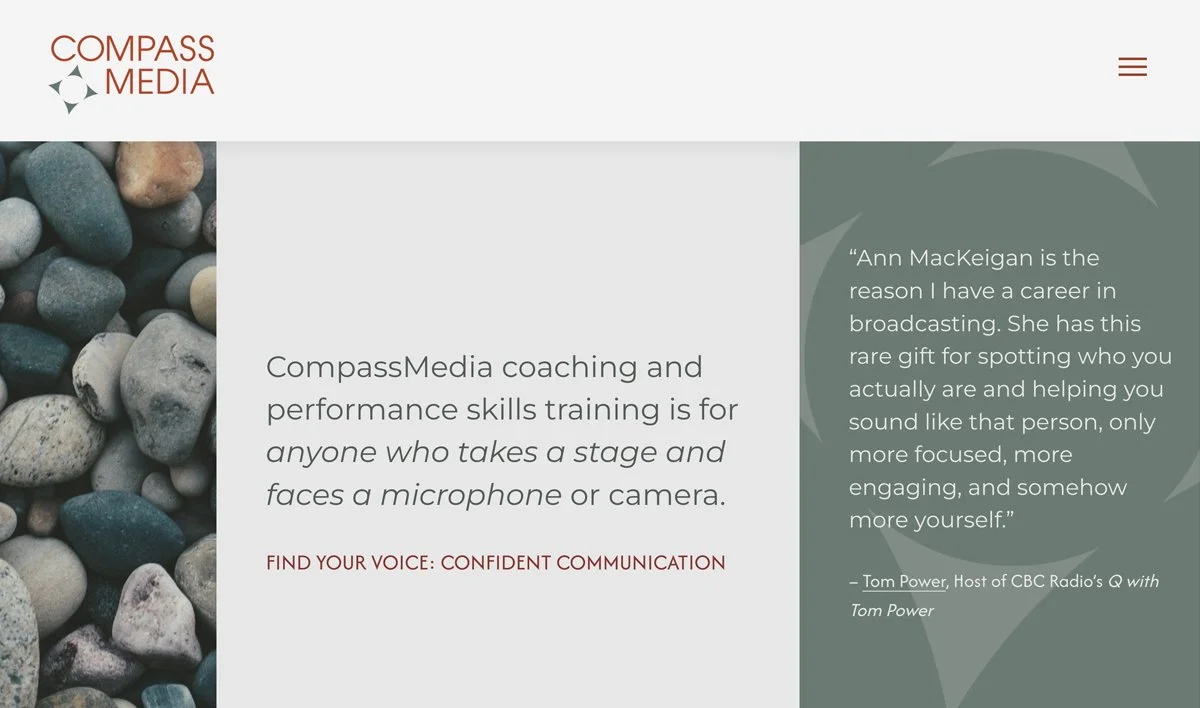 Website for Ann McKeigan, Compass Media