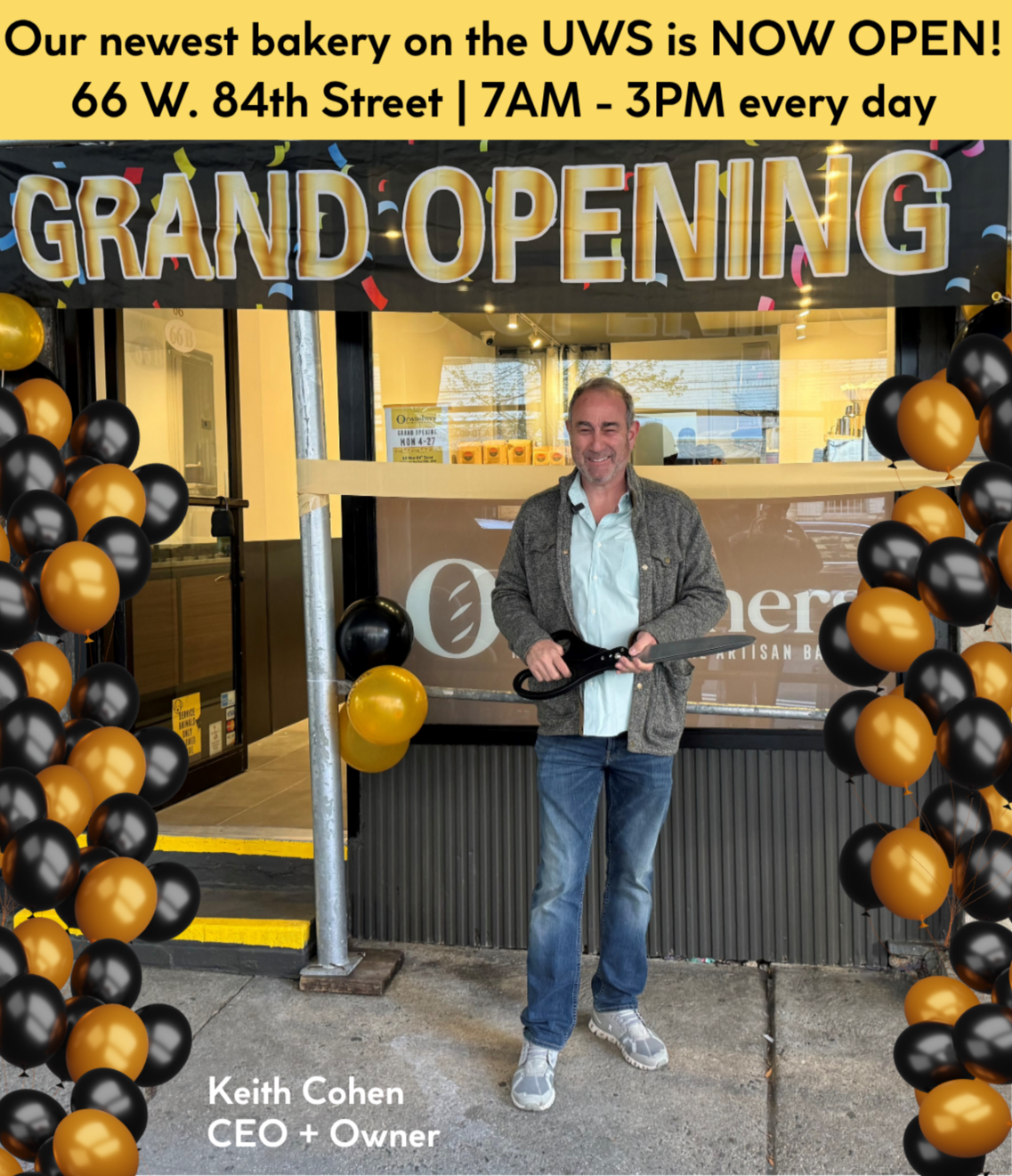 Keith Cohen, new bakery opening on the upper west side