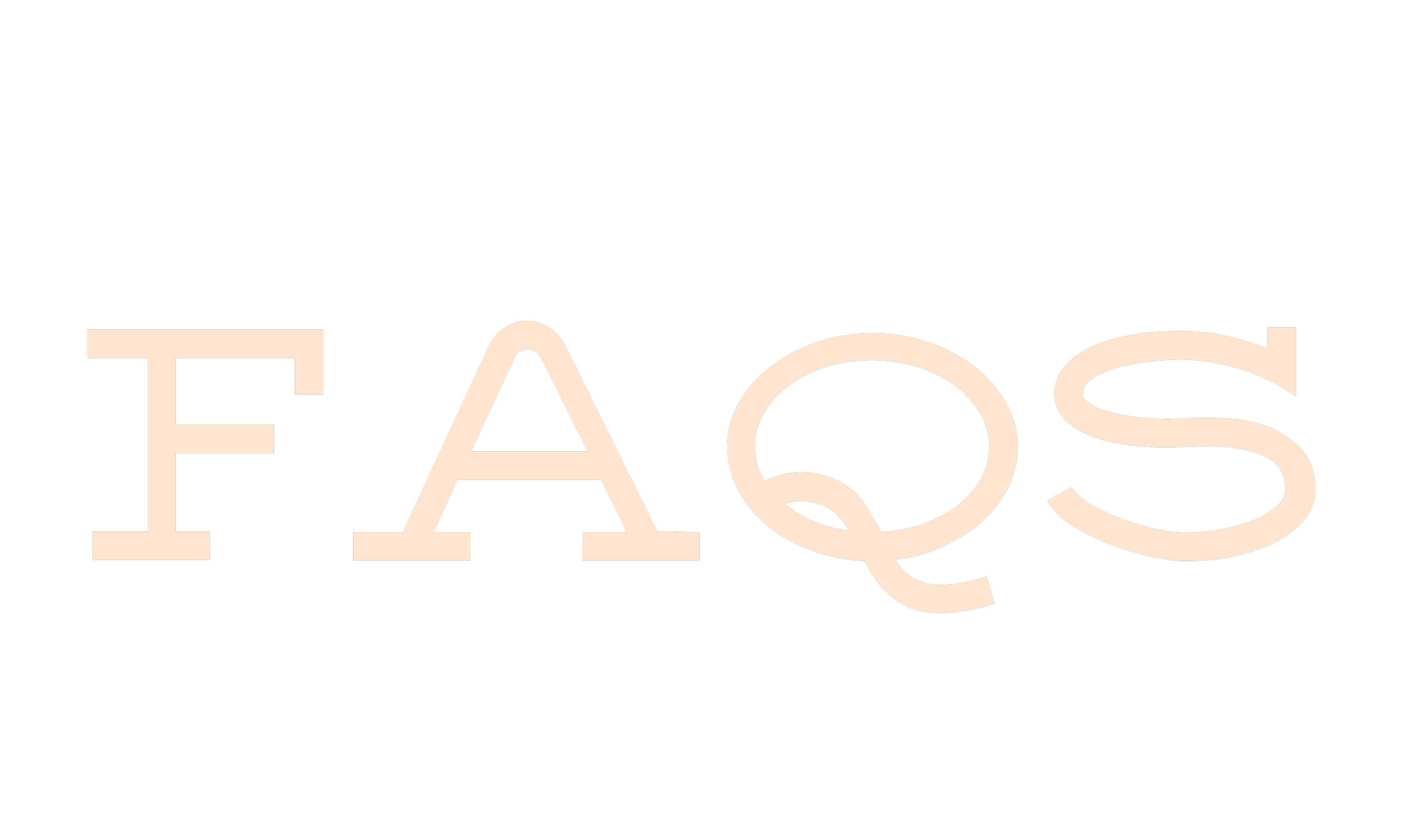 the word 'FAQS' written in large, thin, cream-colored letters.
