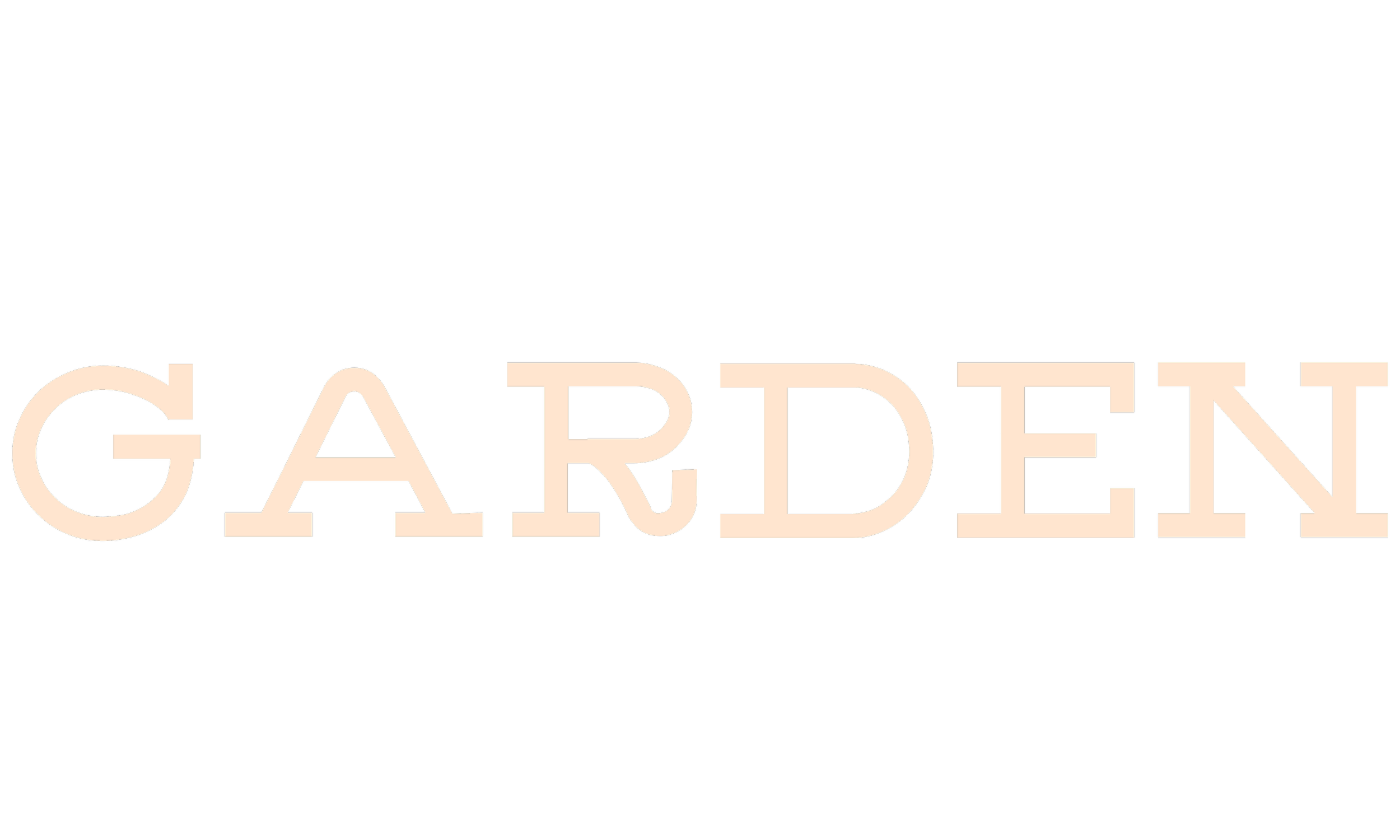 The word 'GARDEN' in large beige letters. Forms part of the ethos 'Garden to skin"