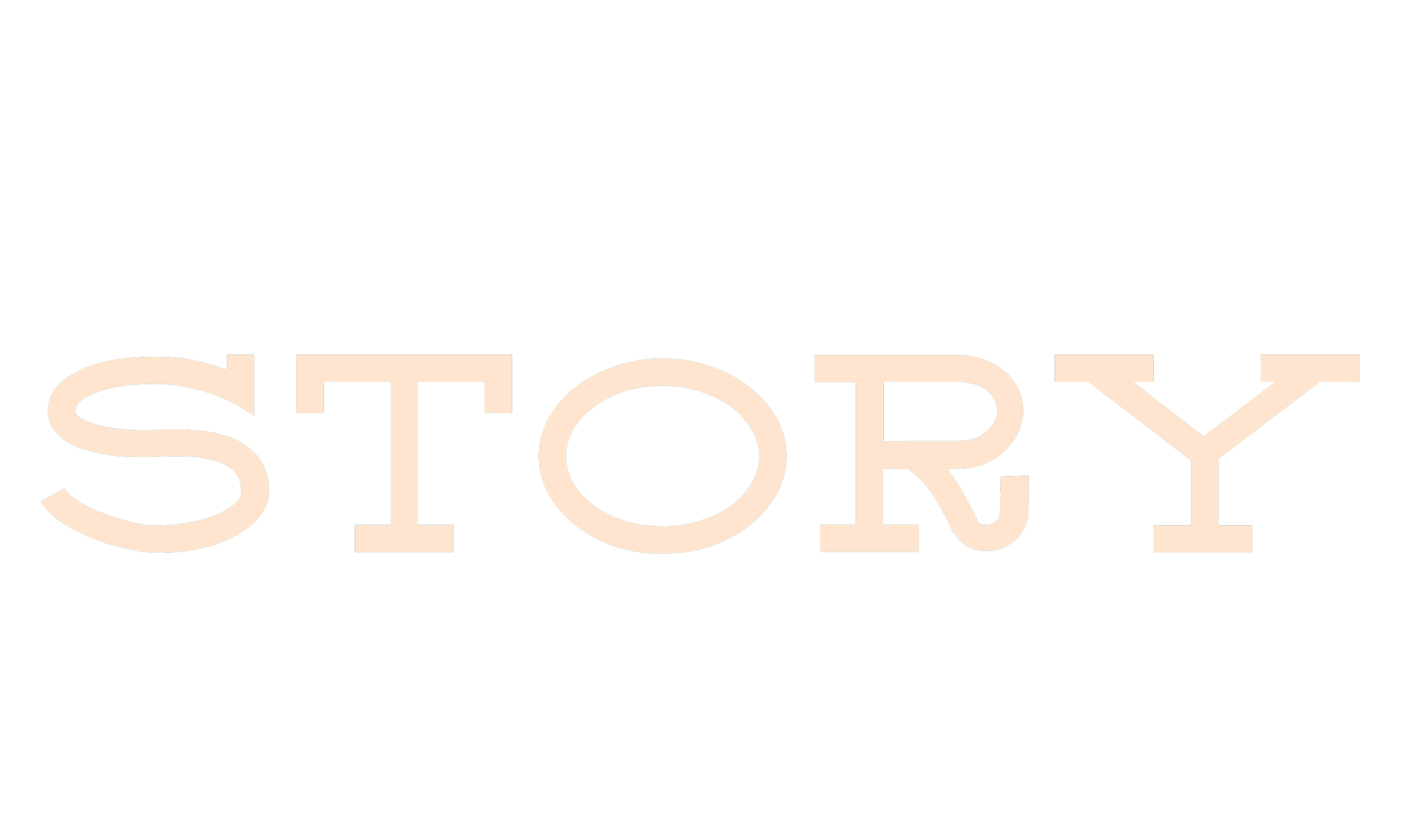 Beige text that reads "STORY".