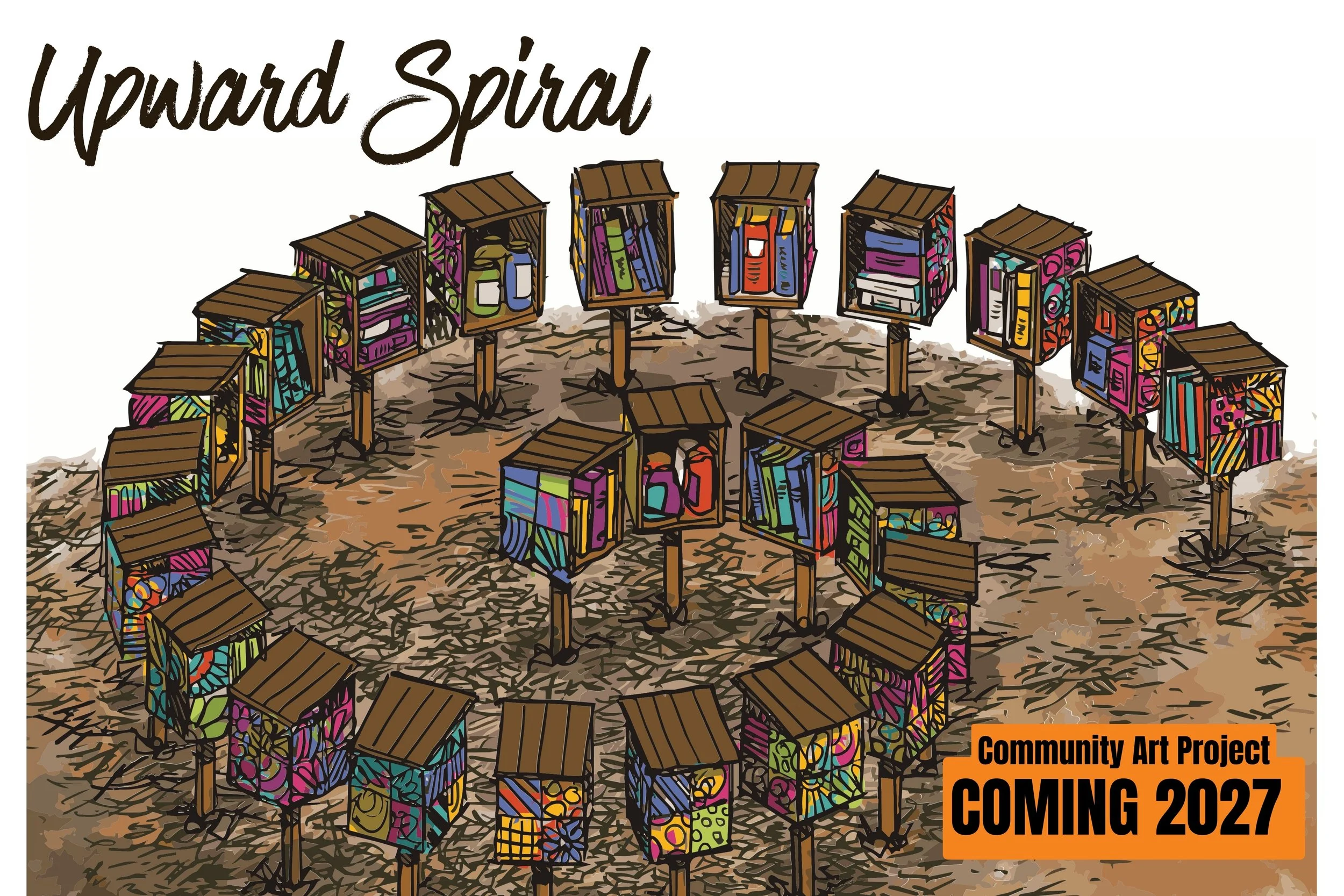 Sketch drawing of Upward Spiral art project