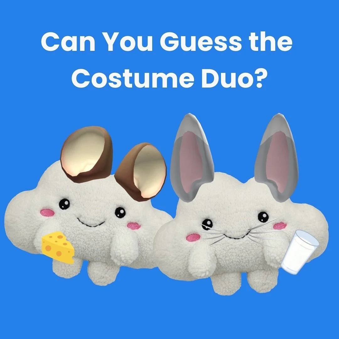 The clouds got into costume this Halloween 👻
Can you guess which iconic duo they&rsquo;re dressed as? ☁️💭

#halloweenfun #plushiesofinstagram #thecloudproject #fallvibes #costumeideas #cozycore