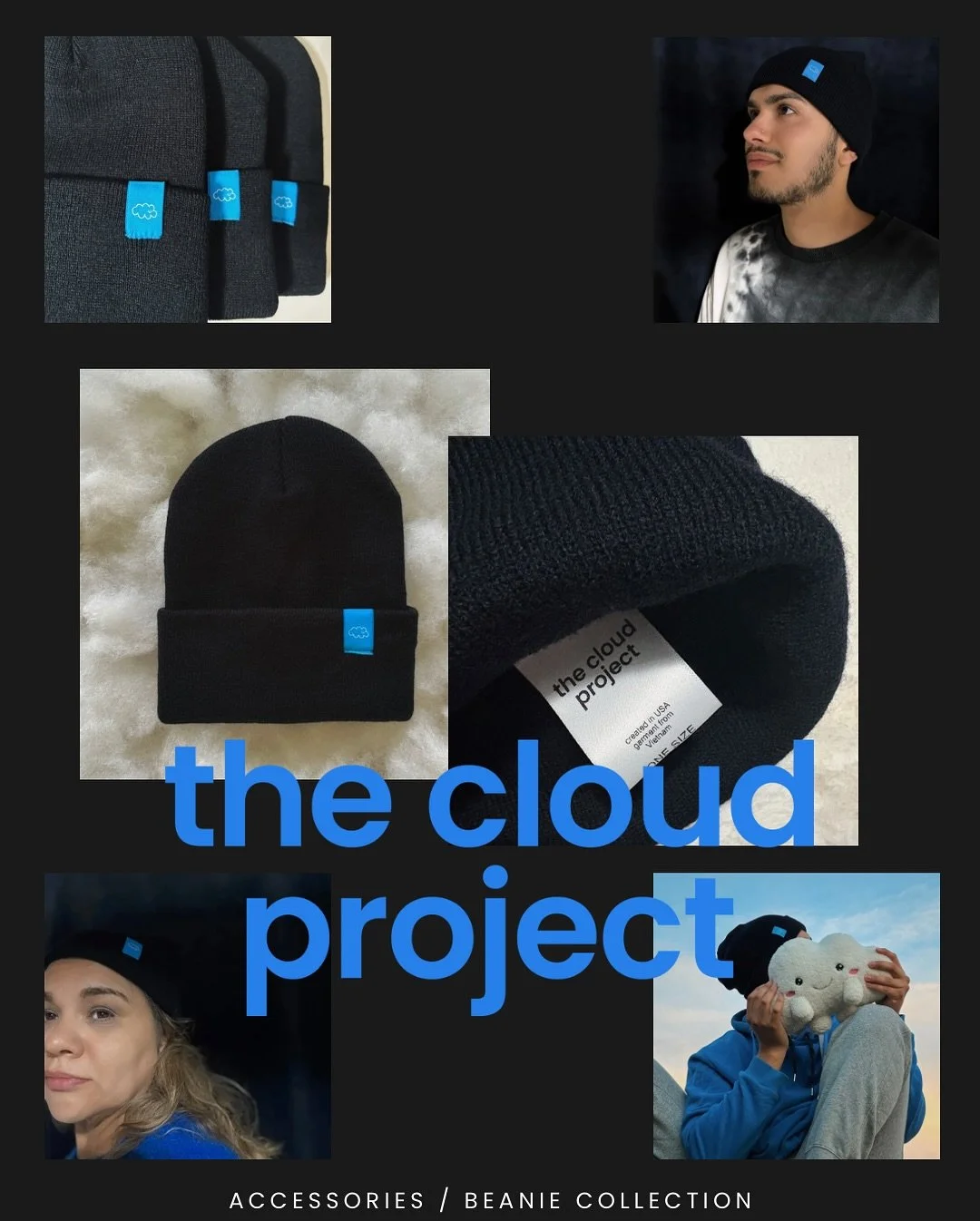Not every cloud brings rain. Some bring comfort. ☁️

Meet the Head in the Clouds Beanie, soft, minimal, and made with purpose.

It was inspired by Marilyn, who imagined clouds to escape childhood pain. This beanie honors that strength, turning hurt i